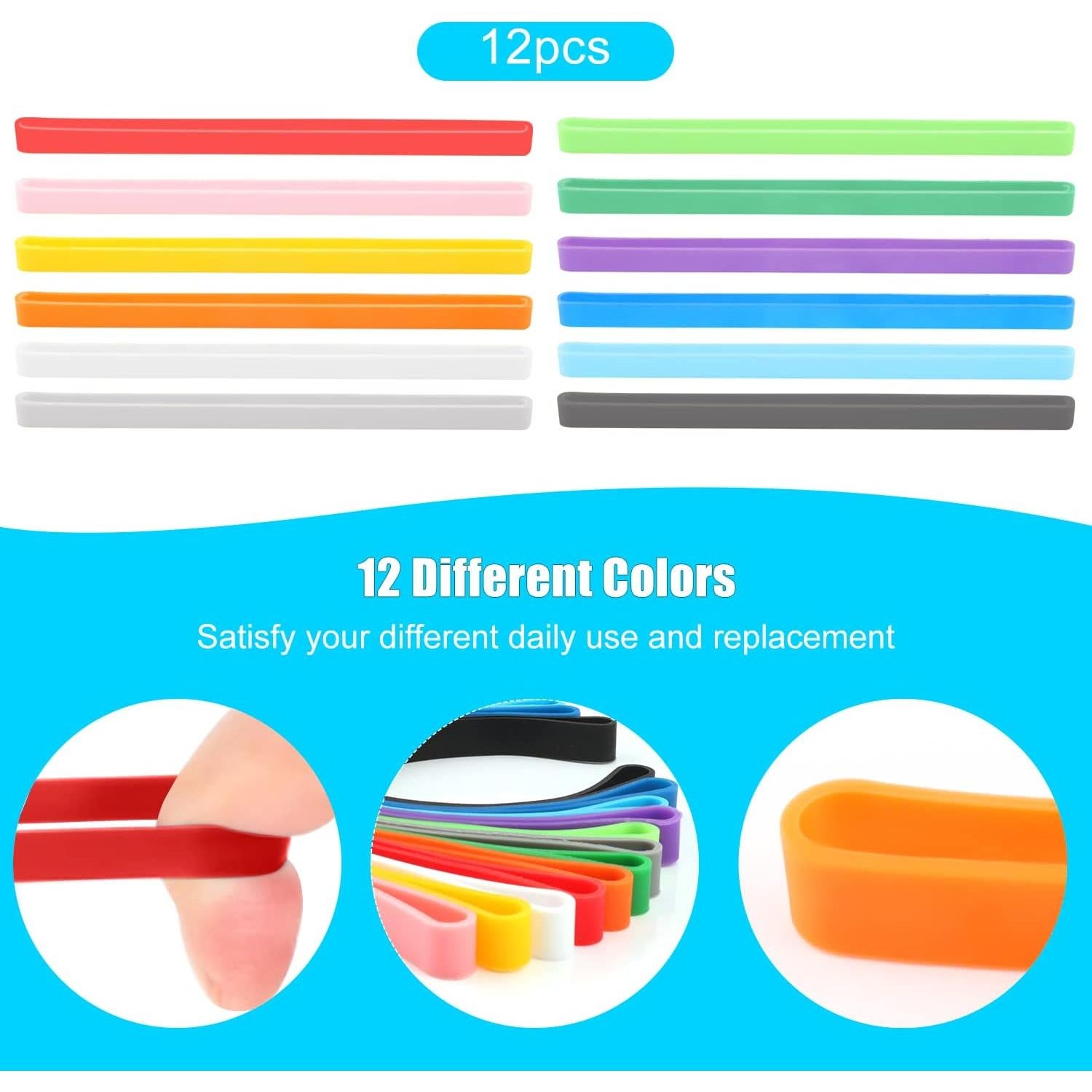 12 Bandas de Goma de Silicona Cositina Multicolor 20 cm