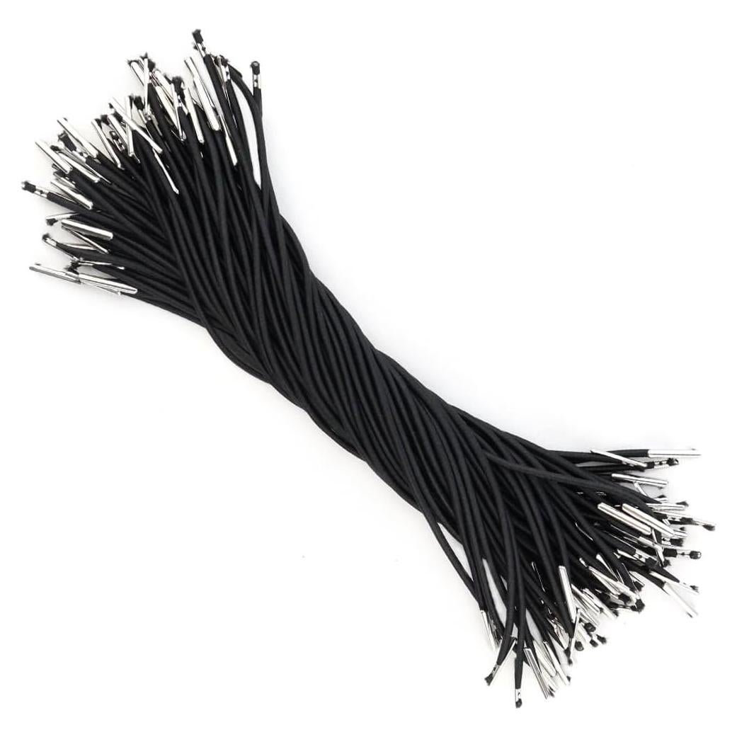Cuerda Elástica Negra 60 Pcs AEVBSOY 2mm con Extremos de Metal