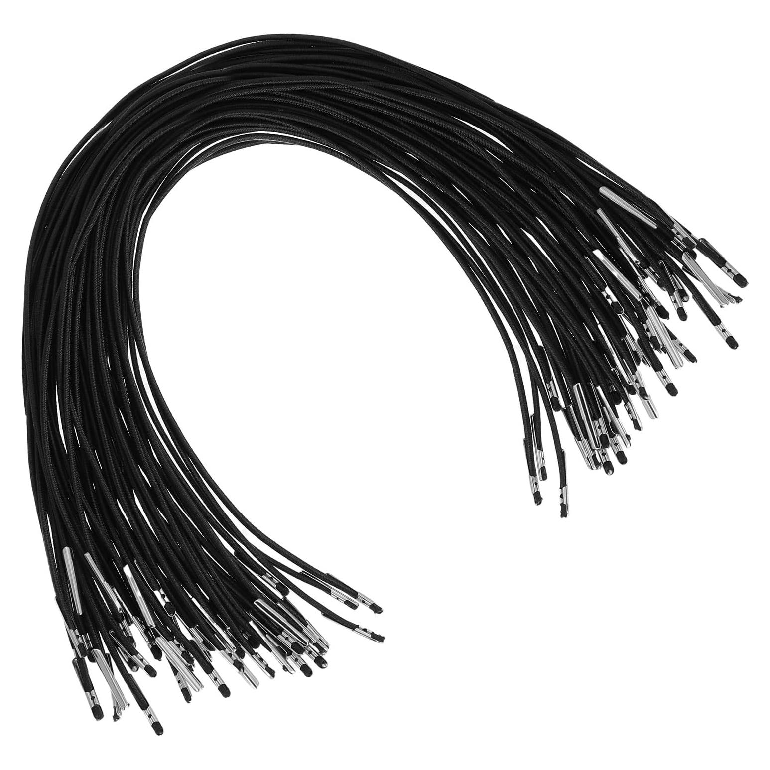 50 Cuerdas Elásticas Negras con Extremos de Metal 30cm