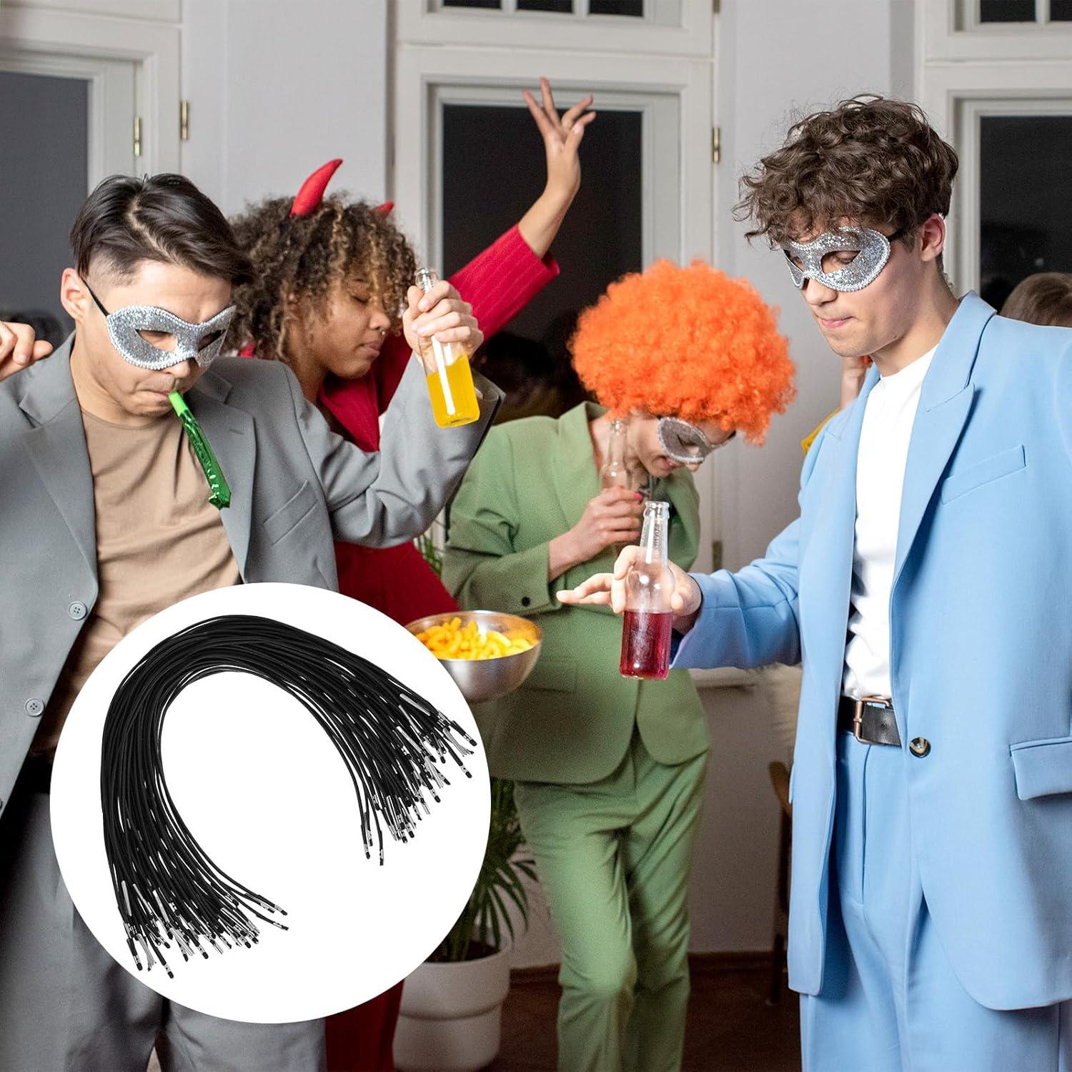 50 Cuerdas Elásticas Negras con Extremos de Metal 30cm