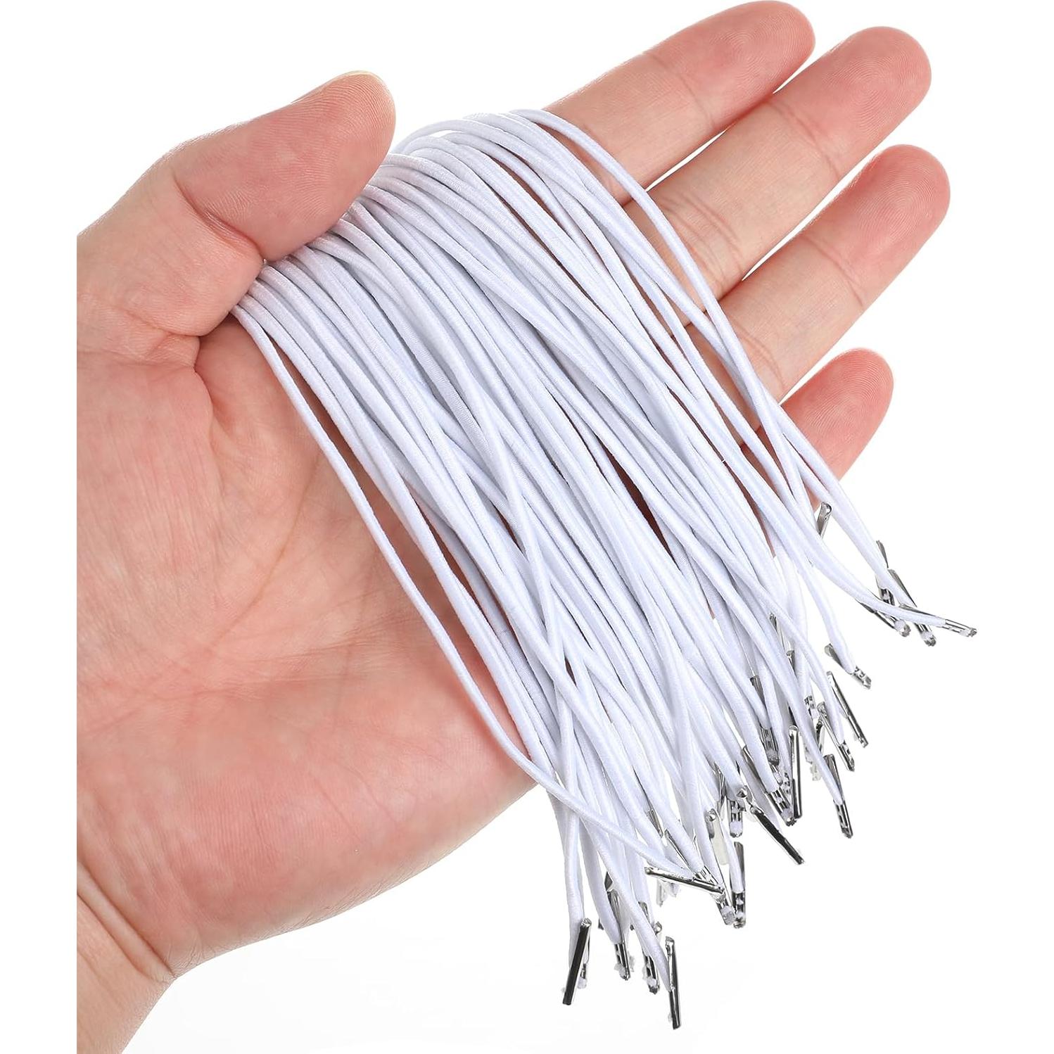 Cuerdas Elásticas SUPVOX 100pcs con Sujetadores Metálicos Blancas