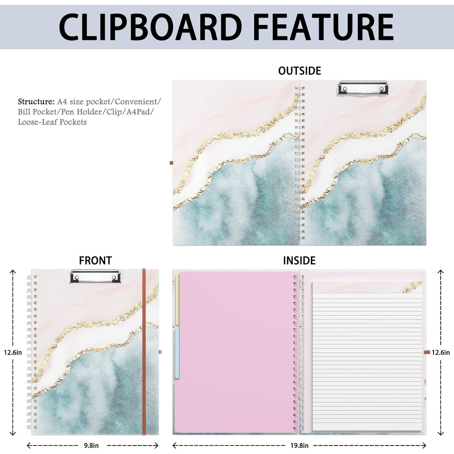 Carpeta Espiral Rimilak A4 con Bloc Refillable 36.8x24.9cm Rosa
