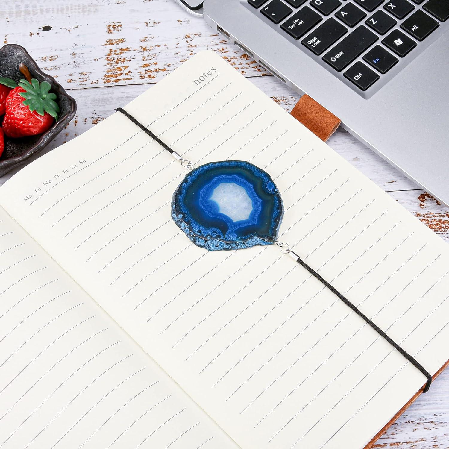 Marcadores de Libros Elásticos WarmHut - 2 Pcs Ágata Azul