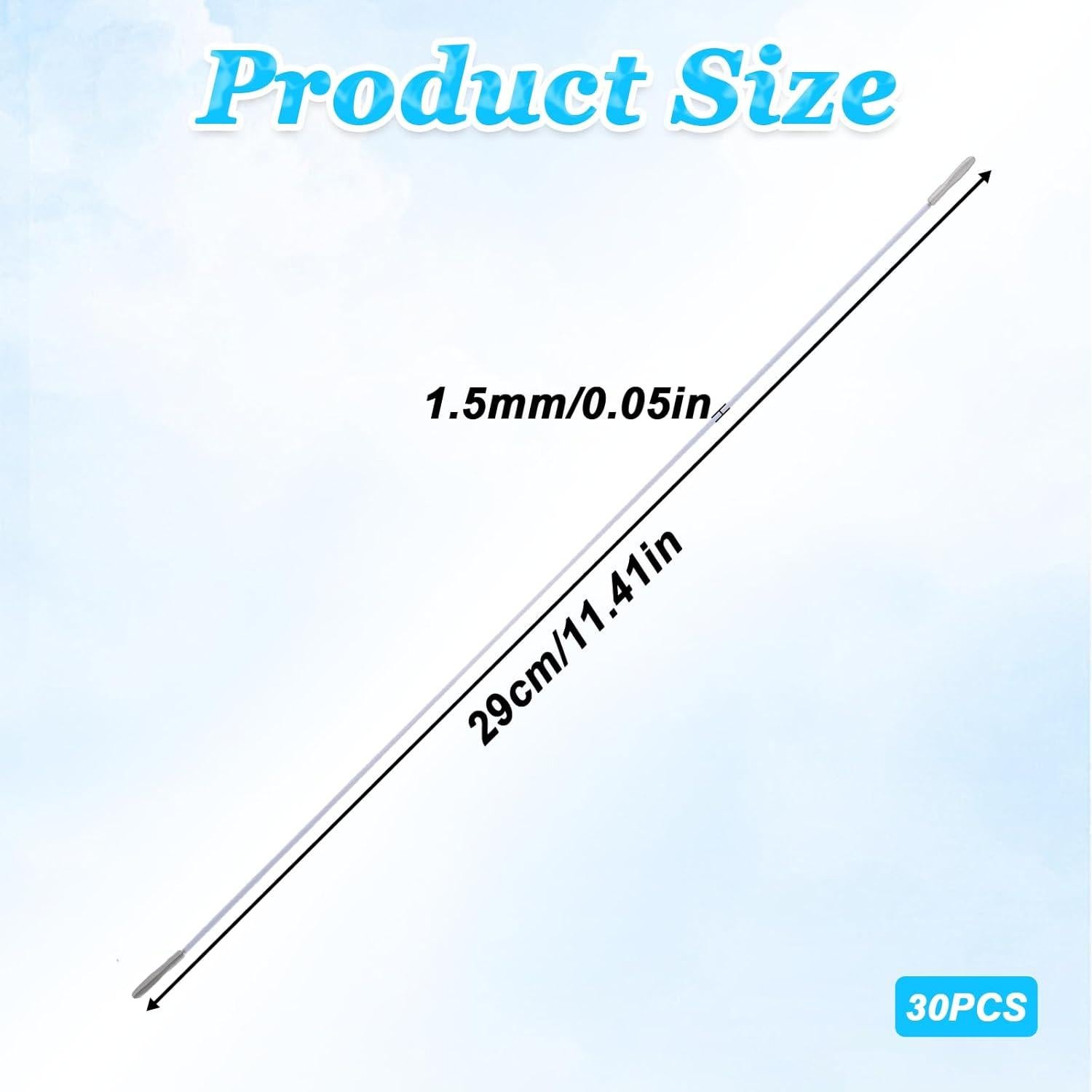 30 Cuerdas Elásticas Blancas con Ganchos Metálicos 29 cm Apausvcm