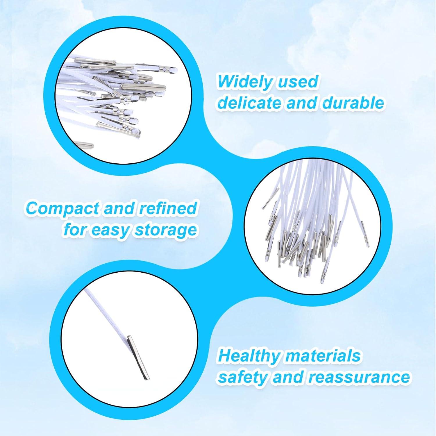 30 Cuerdas Elásticas Blancas con Ganchos Metálicos 29 cm Apausvcm