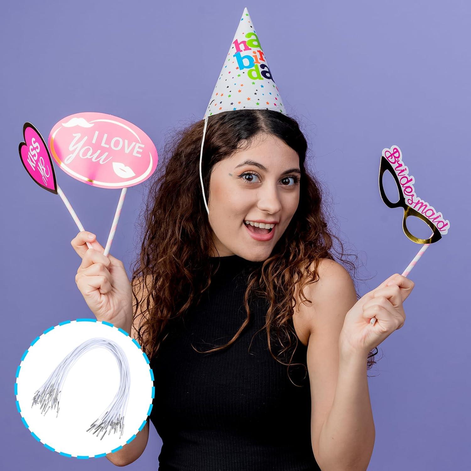 30 Cuerdas Elásticas Blancas con Ganchos Metálicos 29 cm Apausvcm