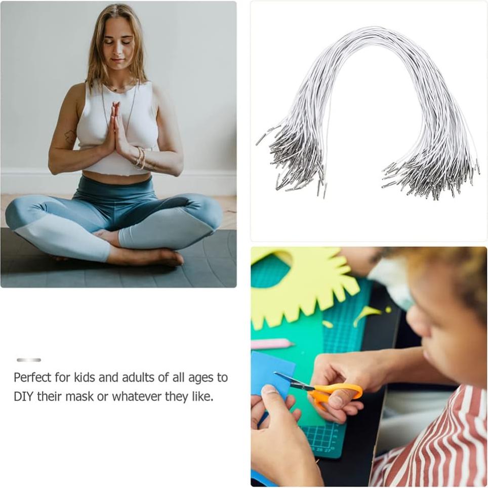 Cuerda Elástica Blanca SEWACC 50 Pcs 35.5 cm para Manualidades