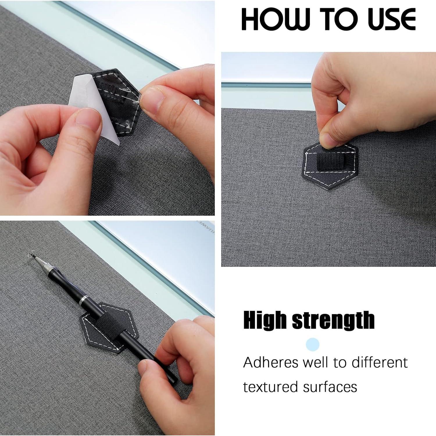 10 Soportes de Lápiz Autoadhesivos Pajean de Cuero PU Negro