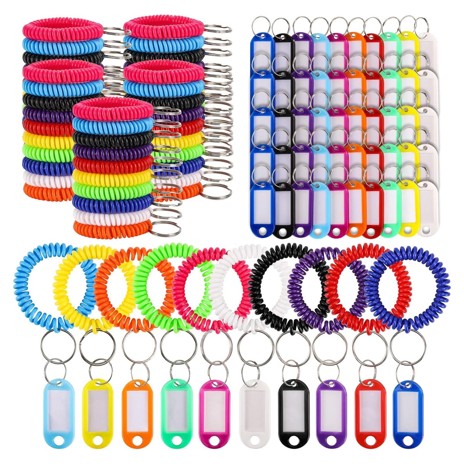 Ohlove 50 Pcs Pulseras Llavero Espiral Coloridas 5.5 cm
