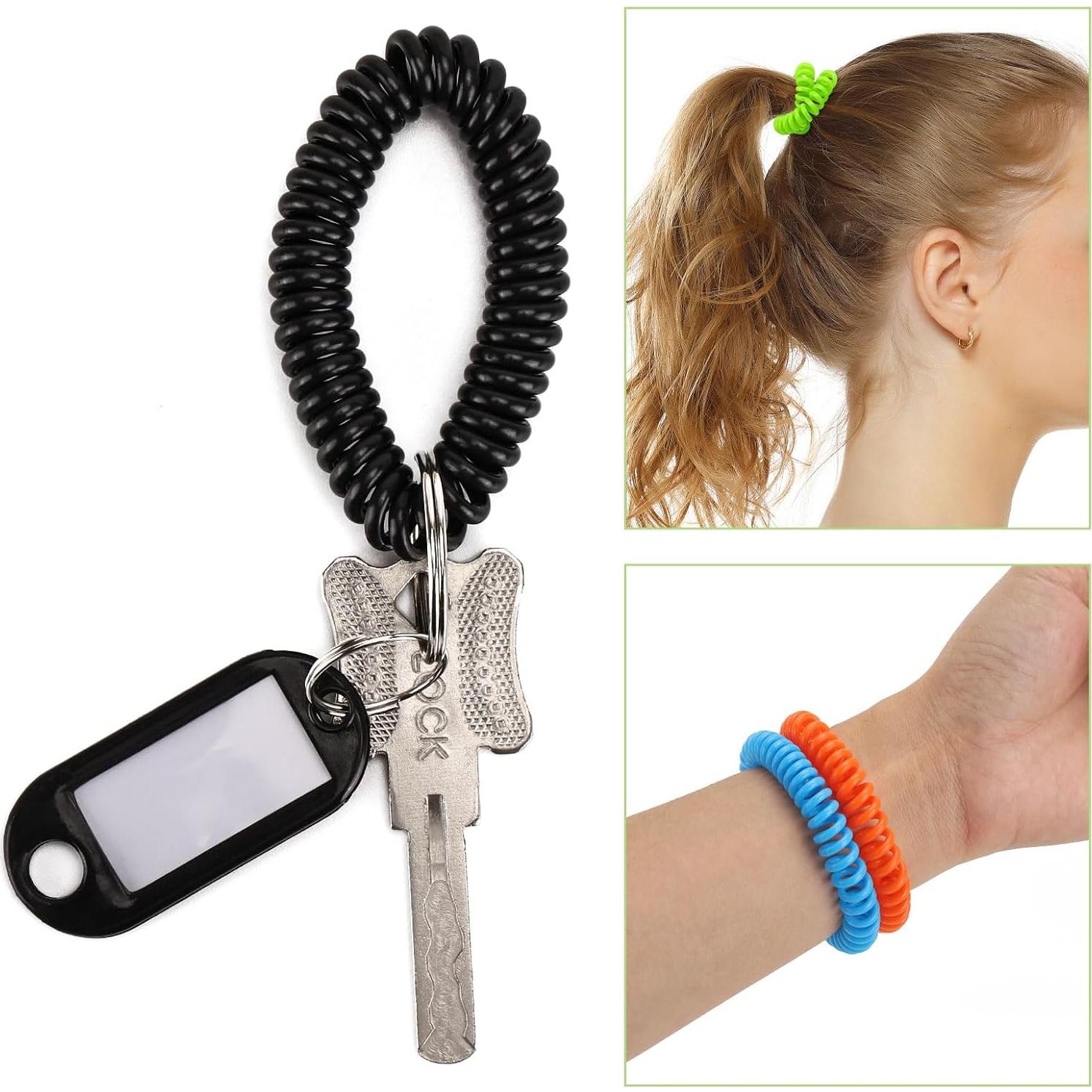 Ohlove 50 Pcs Pulseras Llavero Espiral Coloridas 5.5 cm