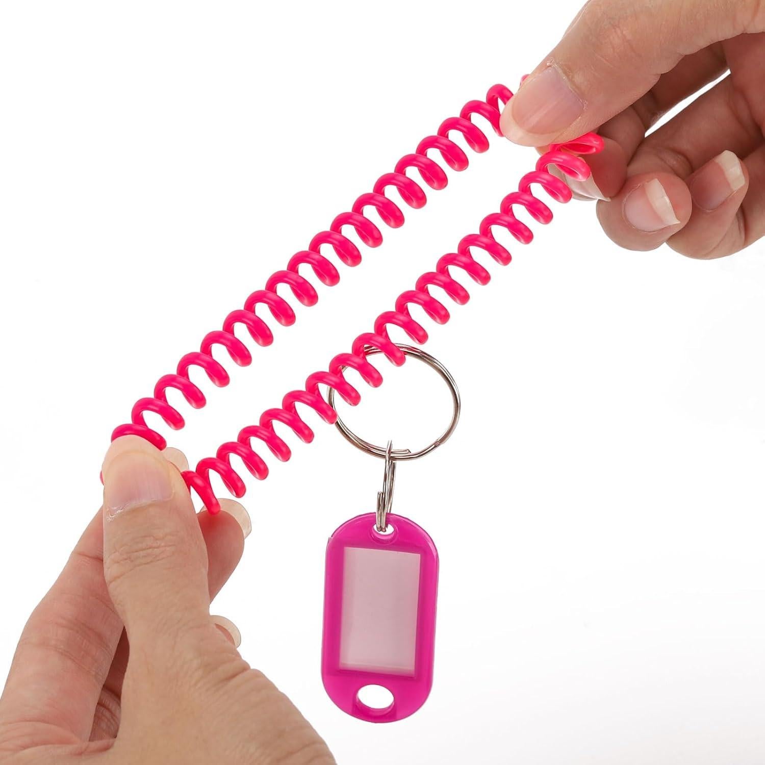 Ohlove 50 Pcs Pulseras Llavero Espiral Coloridas 5.5 cm