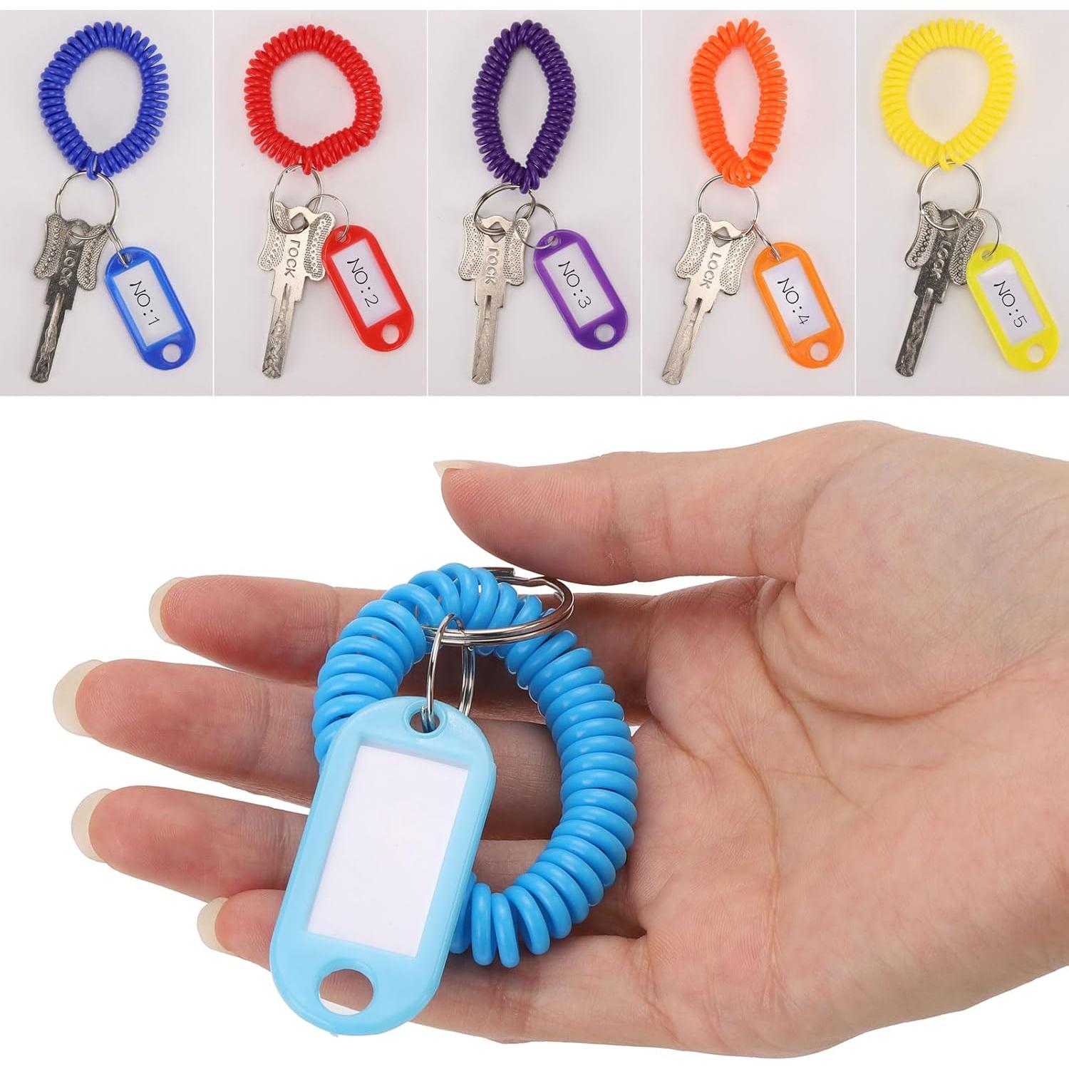 Ohlove 50 Pcs Pulseras Llavero Espiral Coloridas 5.5 cm