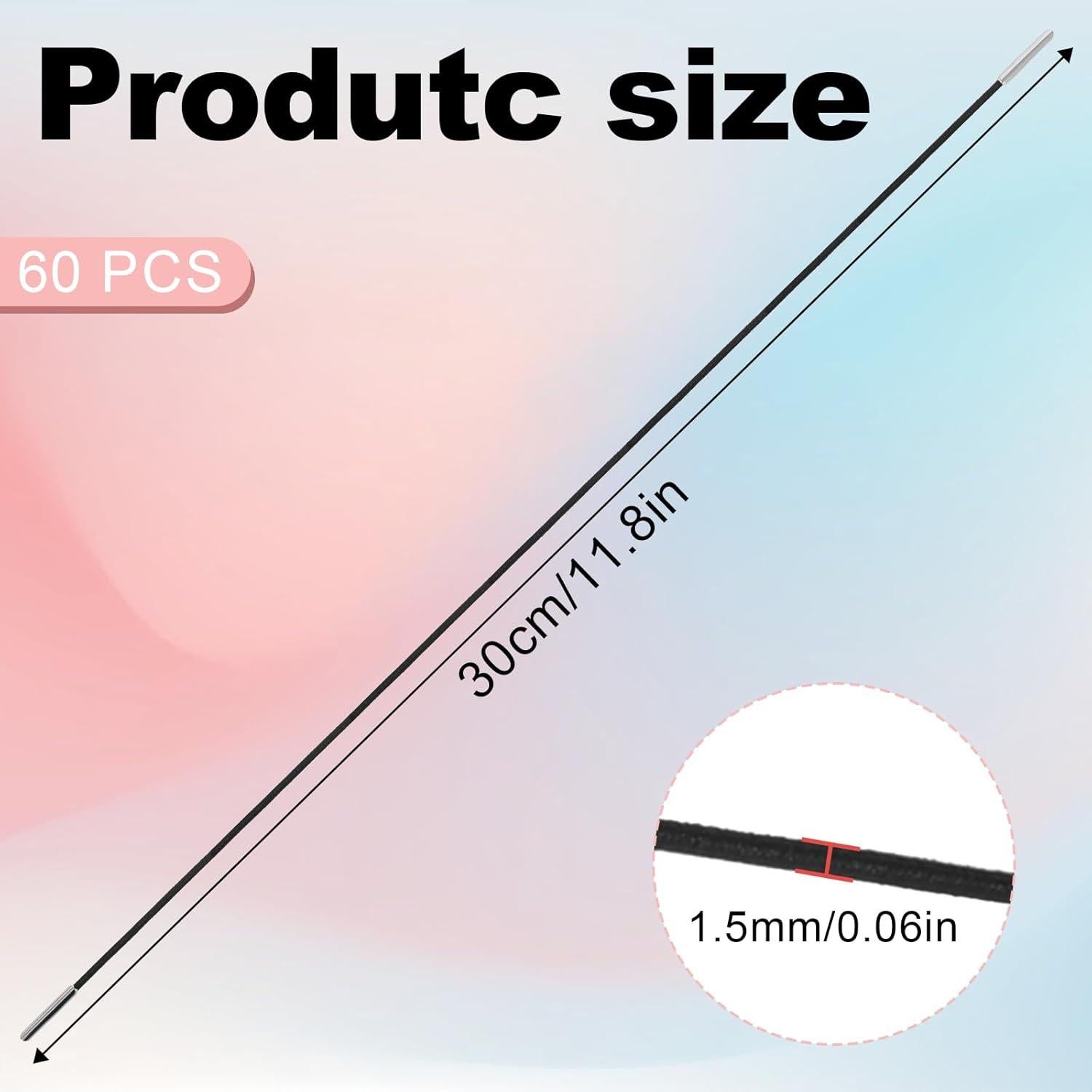 Cuerda Elástica 60 PCS InnoHHustle 30 cm con Extremos Metálicos