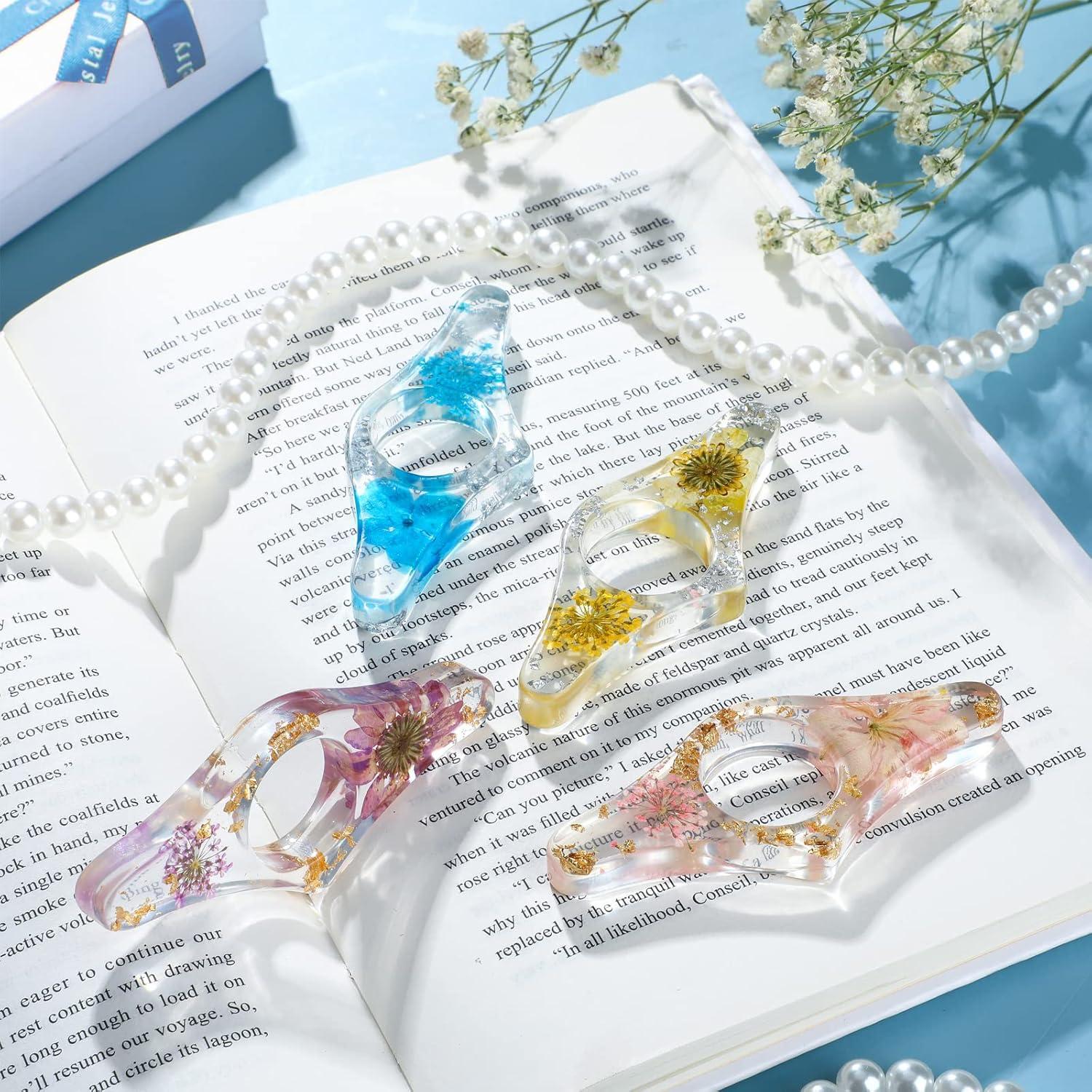 4 Soportes de Página de Libro de Resina Pajean con Flores Secas