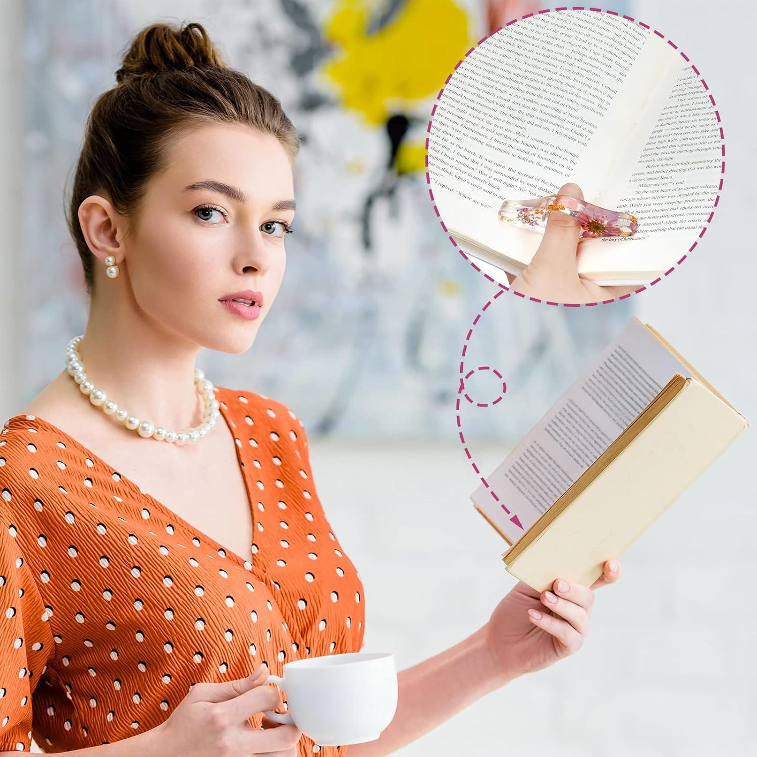 4 Soportes de Página de Libro de Resina Pajean con Flores Secas