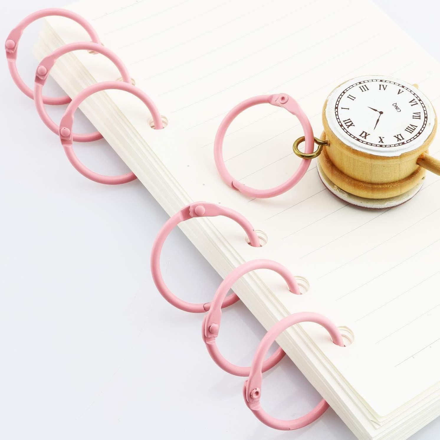 50 Anillos Sueltos de Encuadernación Metal Rosa 25mm Lind Kitchen