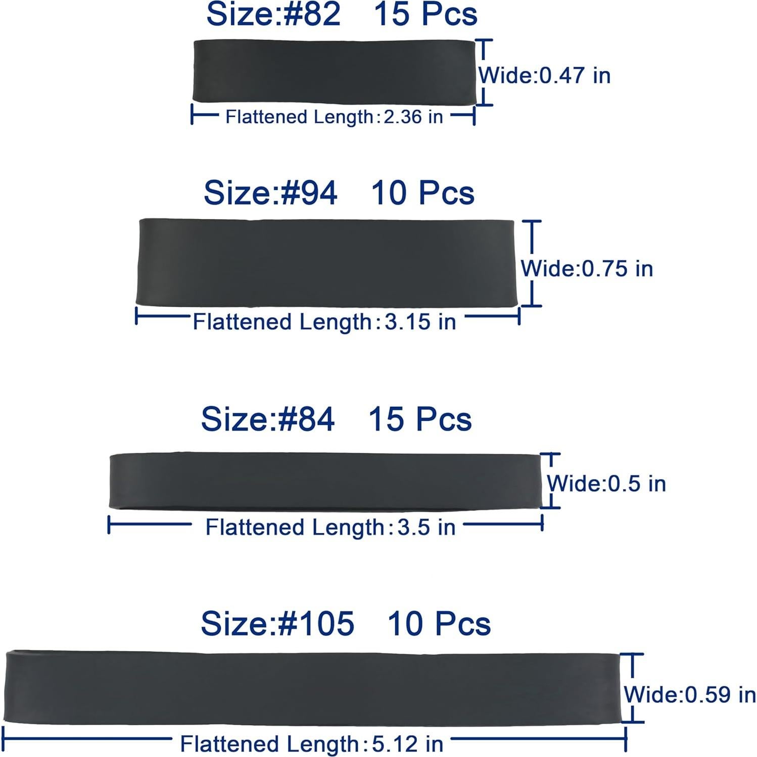 Bandas de Goma Negras HAIDIBAO Tamaños Mixtos 40 Pcs