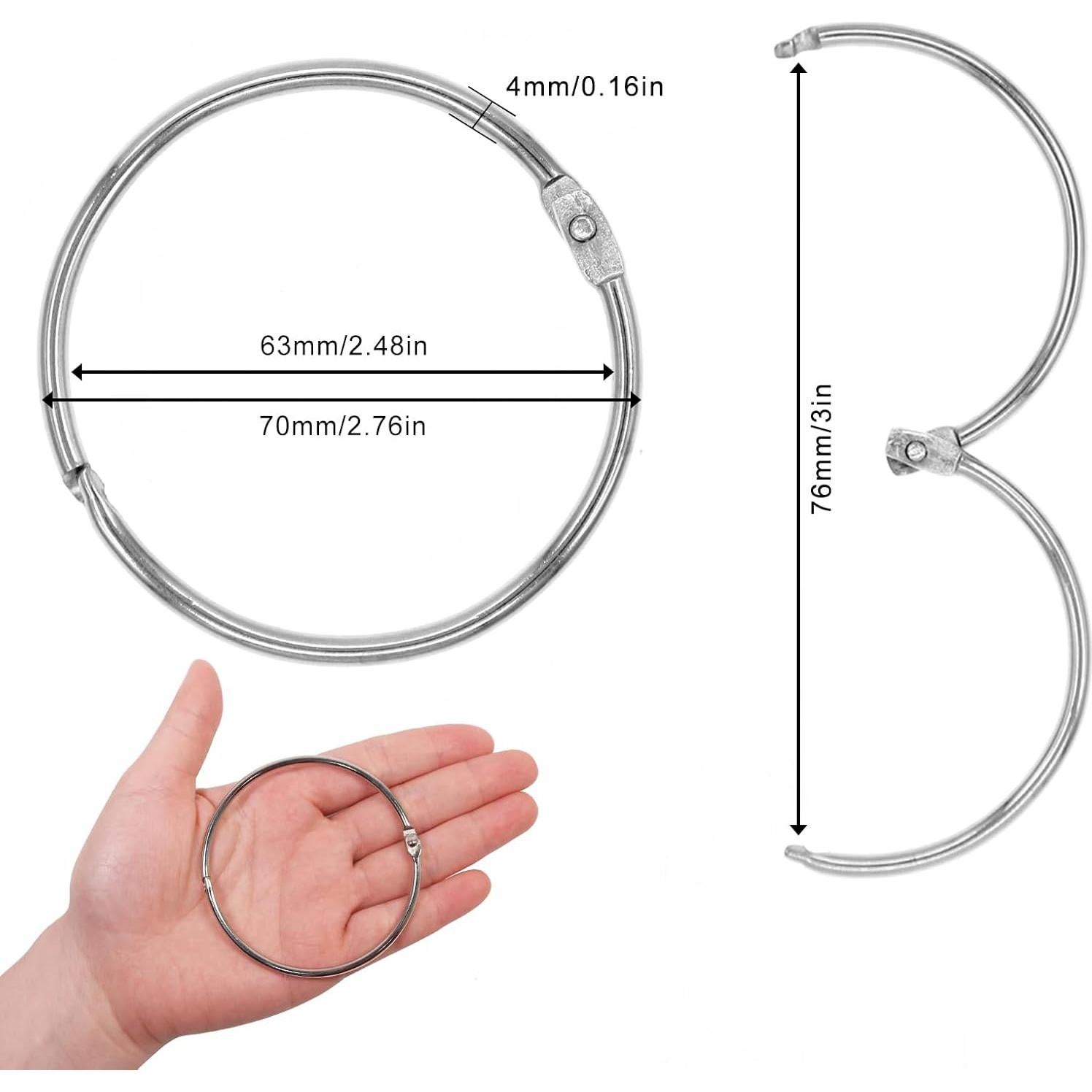 Anillas de Encuadernación Coideal 63mm Plateadas - Paquete de 20