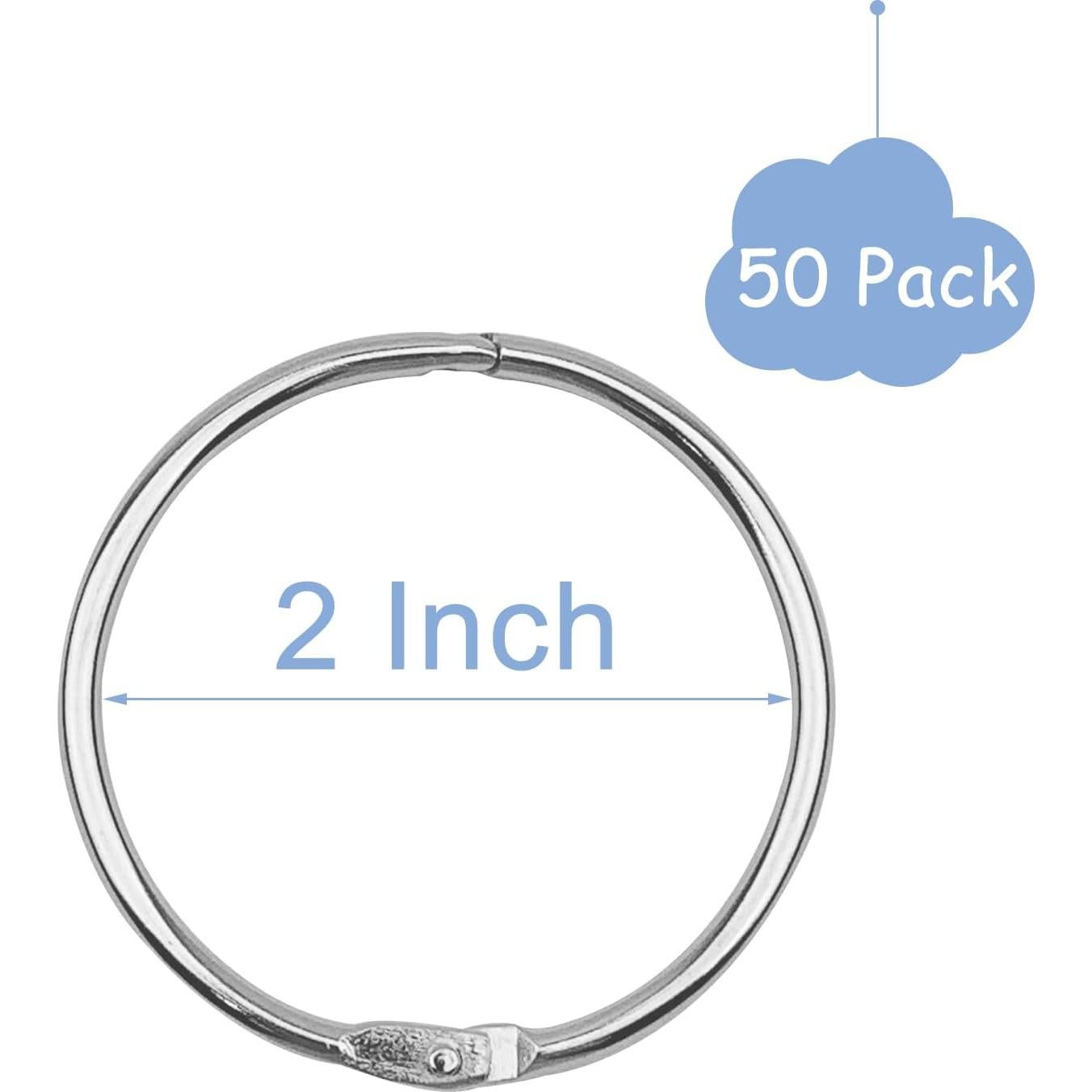 Anillos de Encuadernación Sueltos KTOJOY 50 Piezas 50 mm Plateado