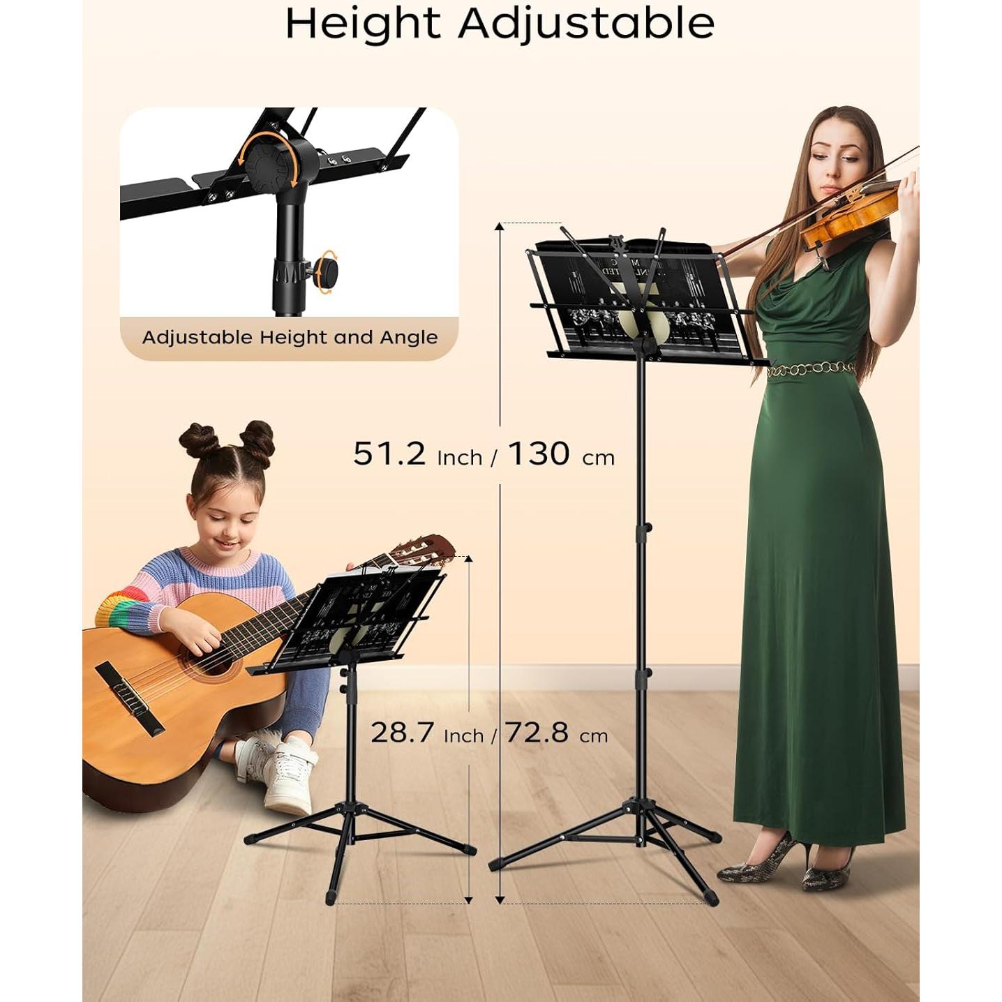 Soporte de Música K KASONIC Plegable 2 en 1 Ajustable 72.9-130 cm