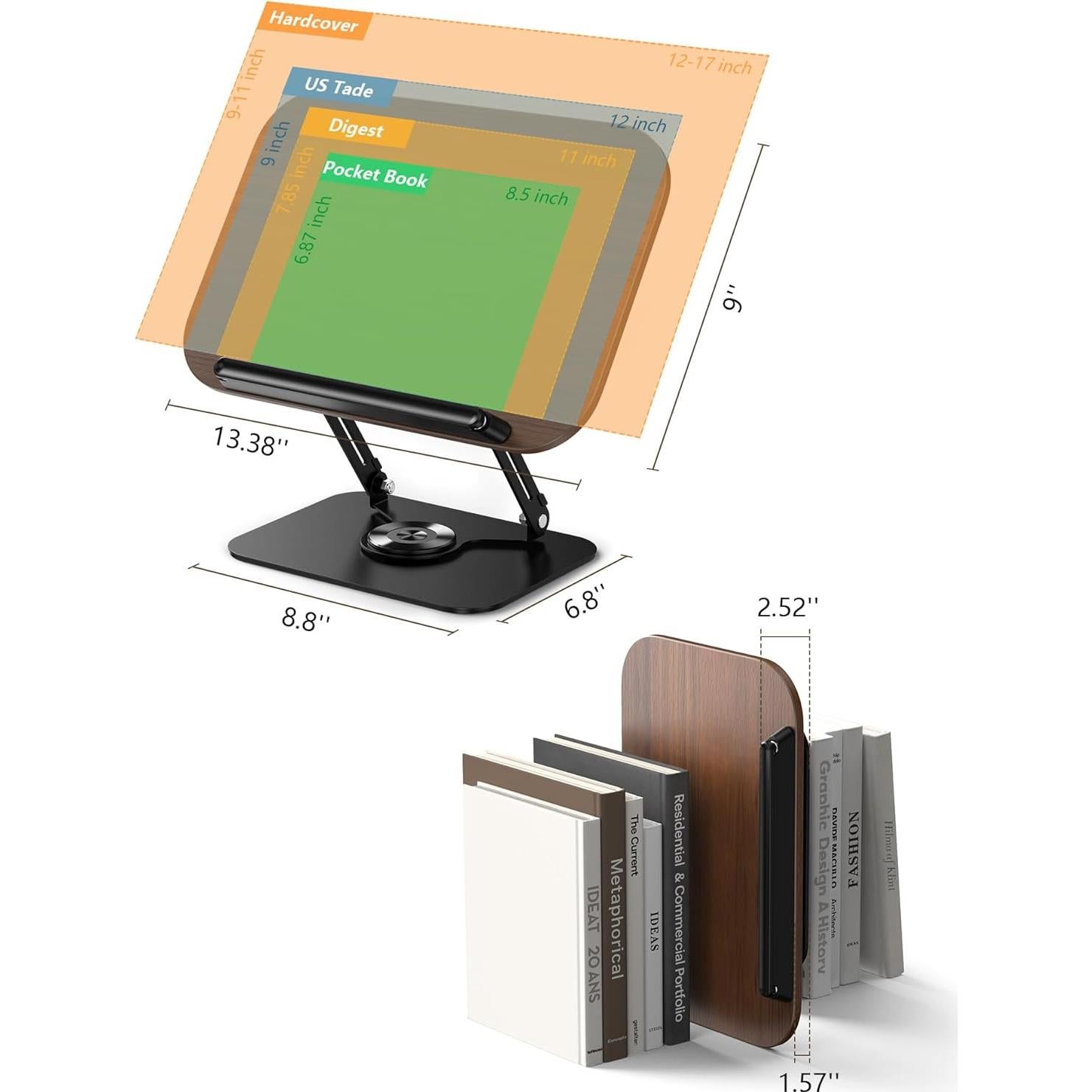 Soporte de Libro Ajustable Gliship 360° Plegable para Recetarios