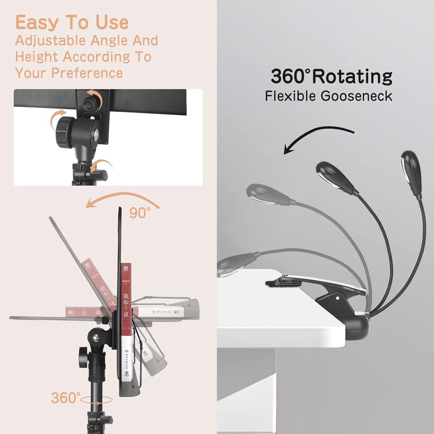 Soporte de Música Ramzi 5 en 1 Ajustable con Luz y Bolsa