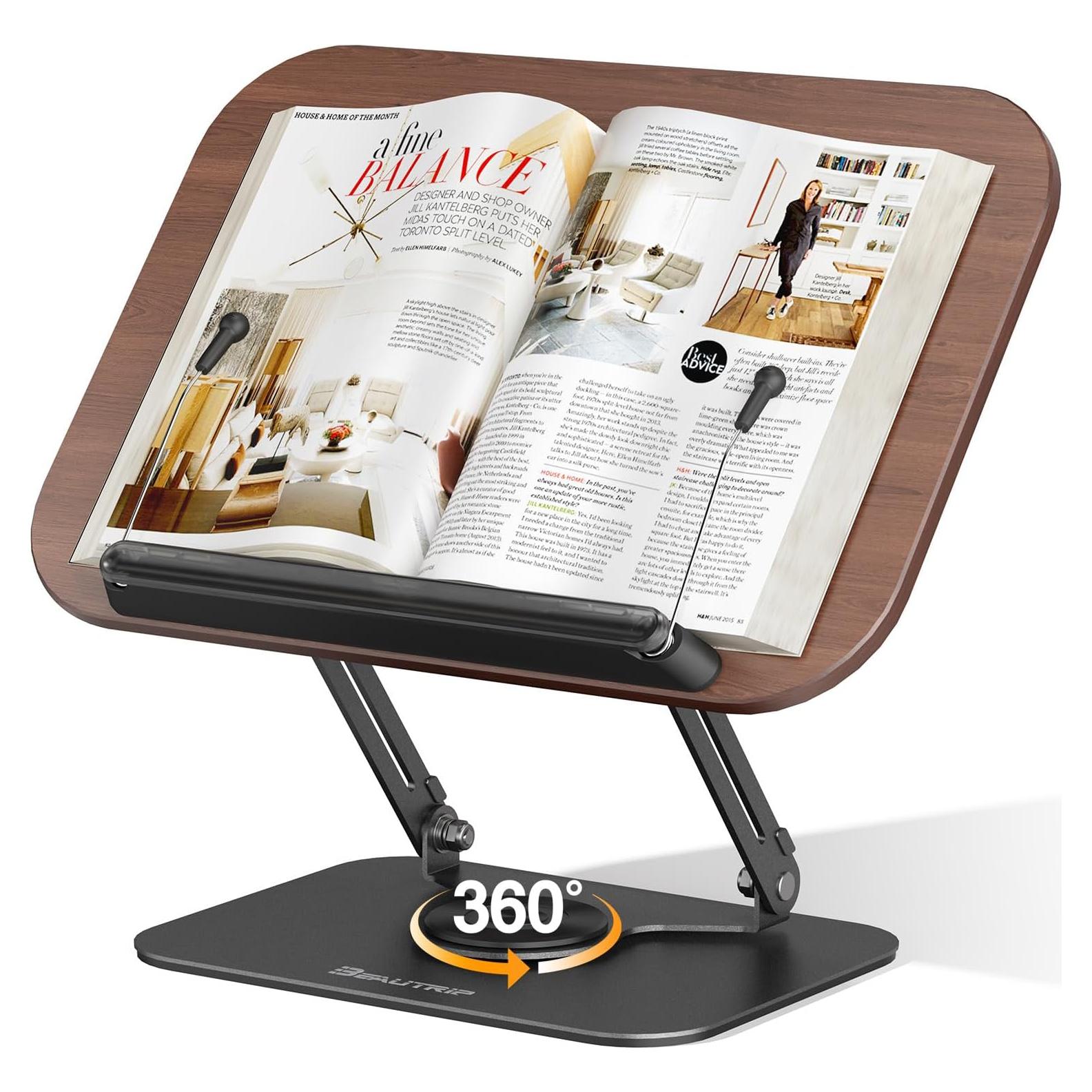 Soporte de Libros Plegable BEAUTRIP Ajustable 34cm Madera Oscura