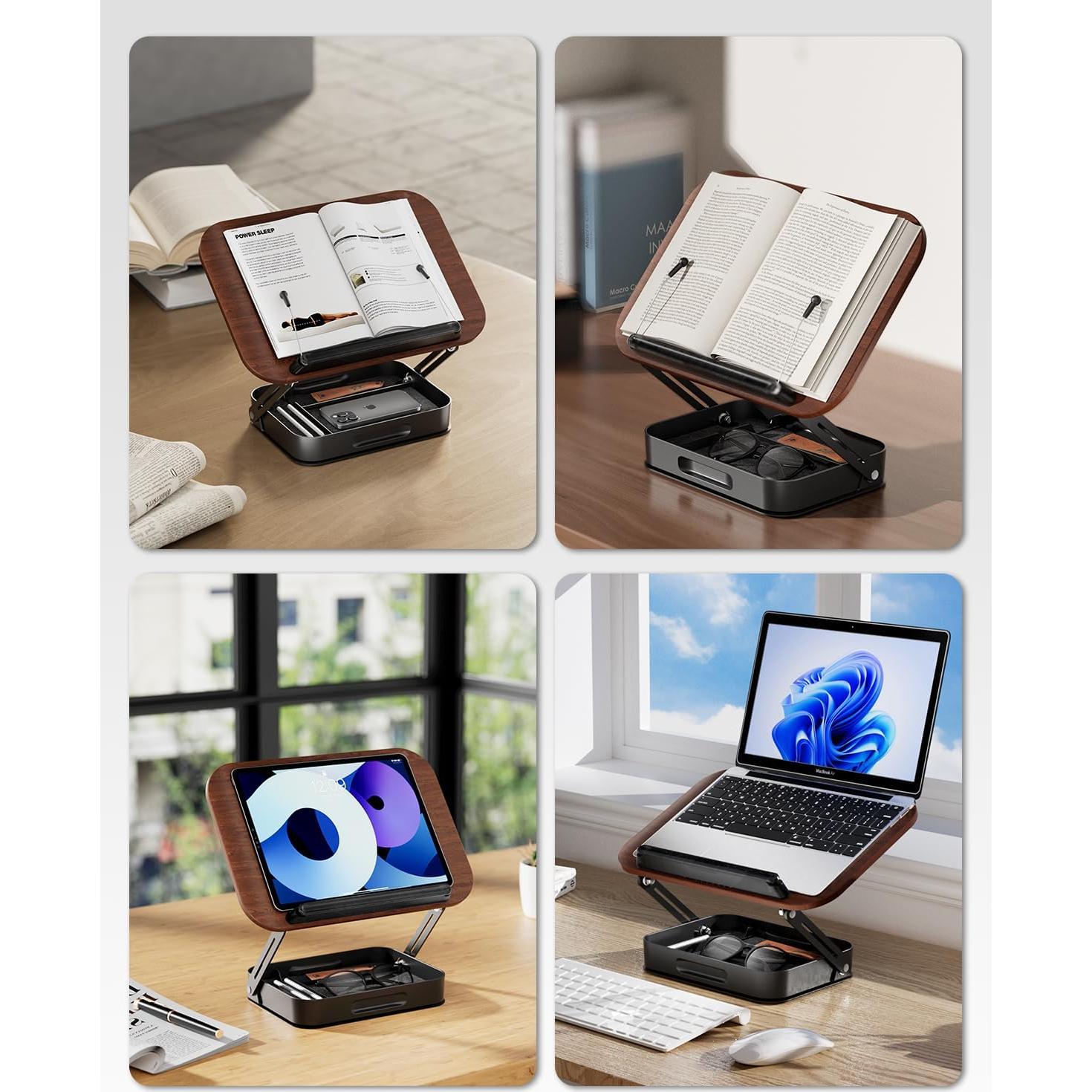 Soporte de Libro Ajustable SupeDesk - Madera Oscura 40.6x33cm