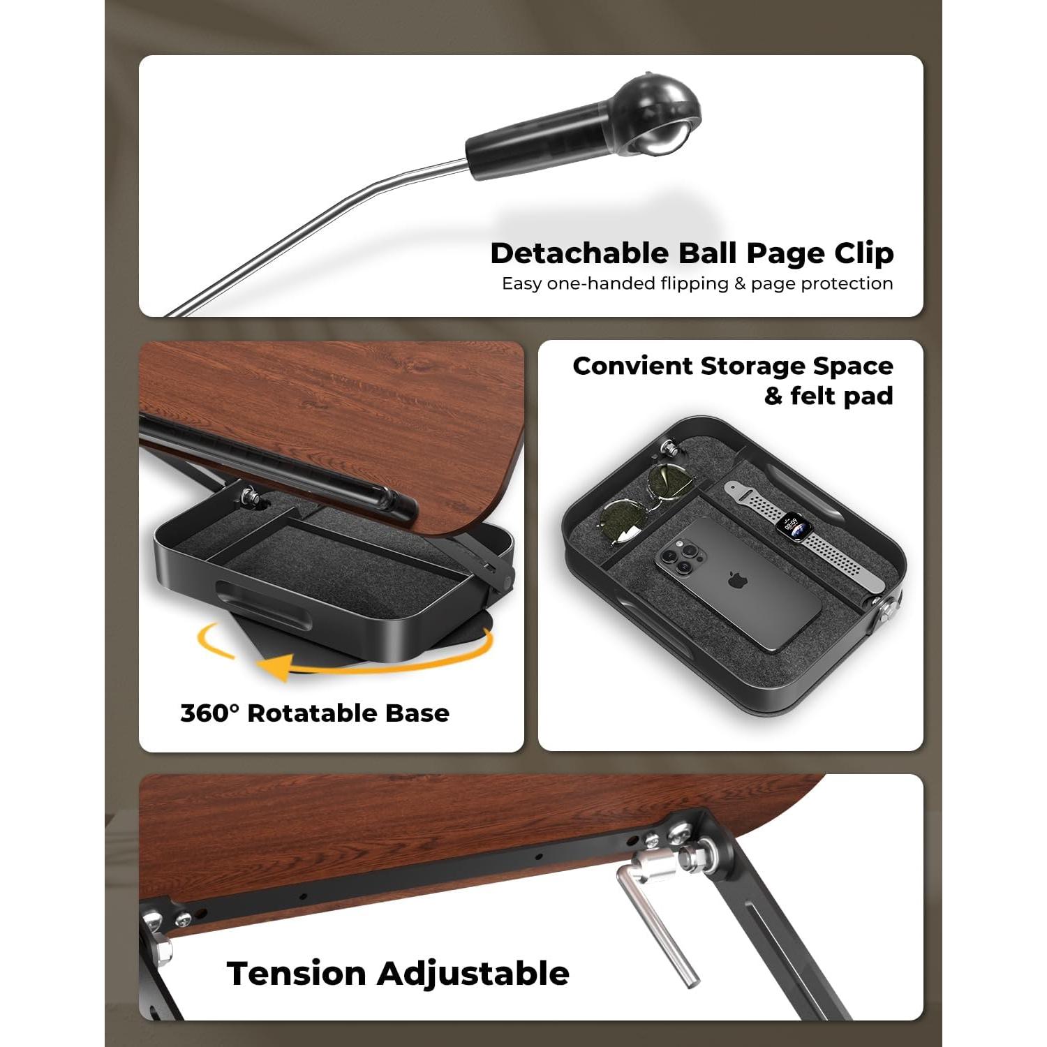 Soporte de Libro Ajustable SupeDesk - Madera Oscura 40.6x33cm