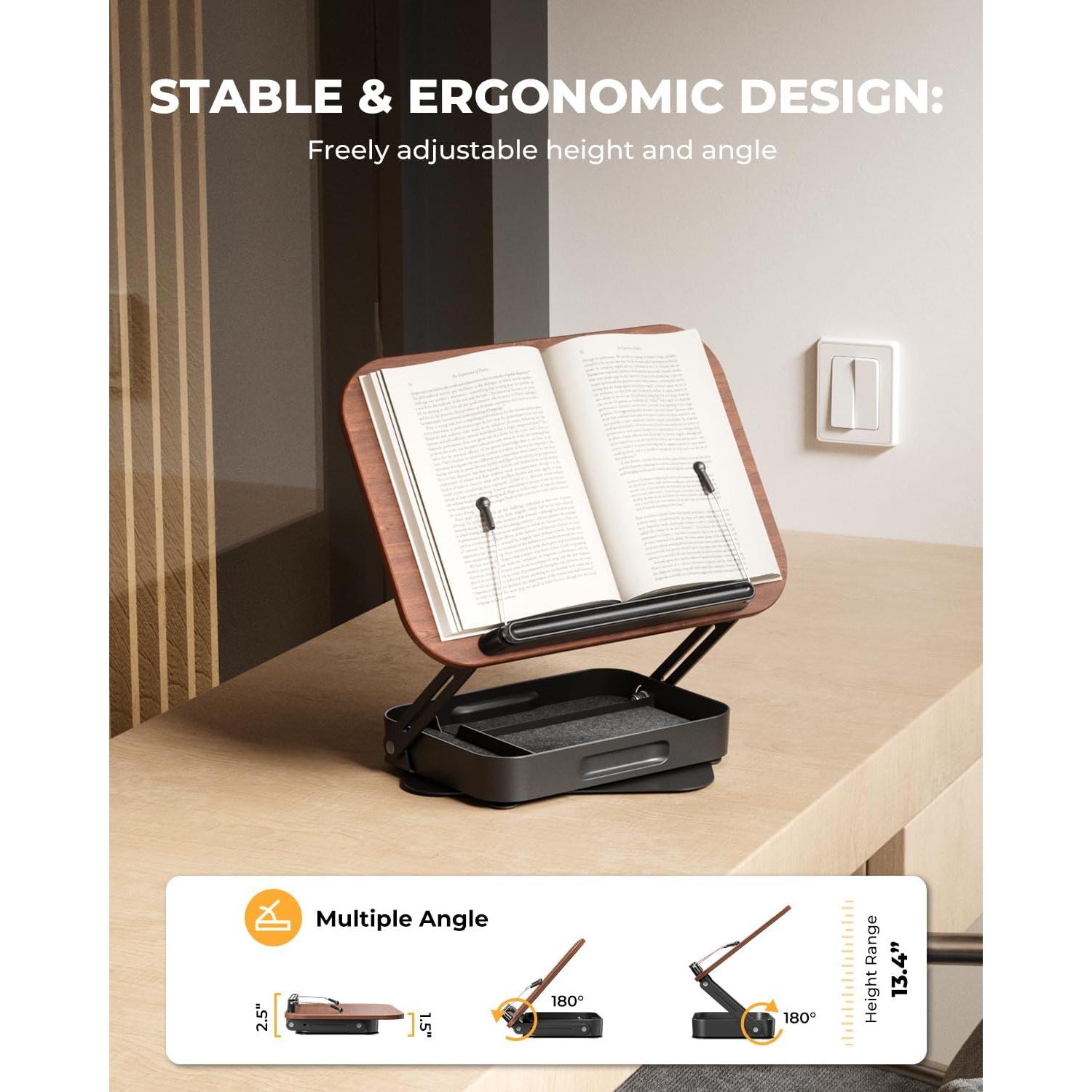 Soporte de Libro Ajustable SupeDesk - Madera Oscura 40.6x33cm