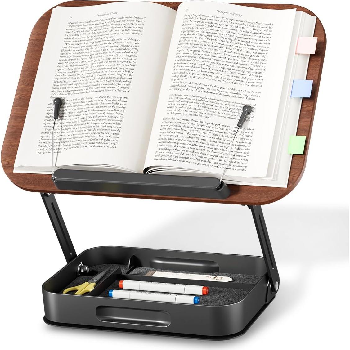 Soporte de Libro Ajustable SupeDesk - Madera Oscura 40.6x33cm