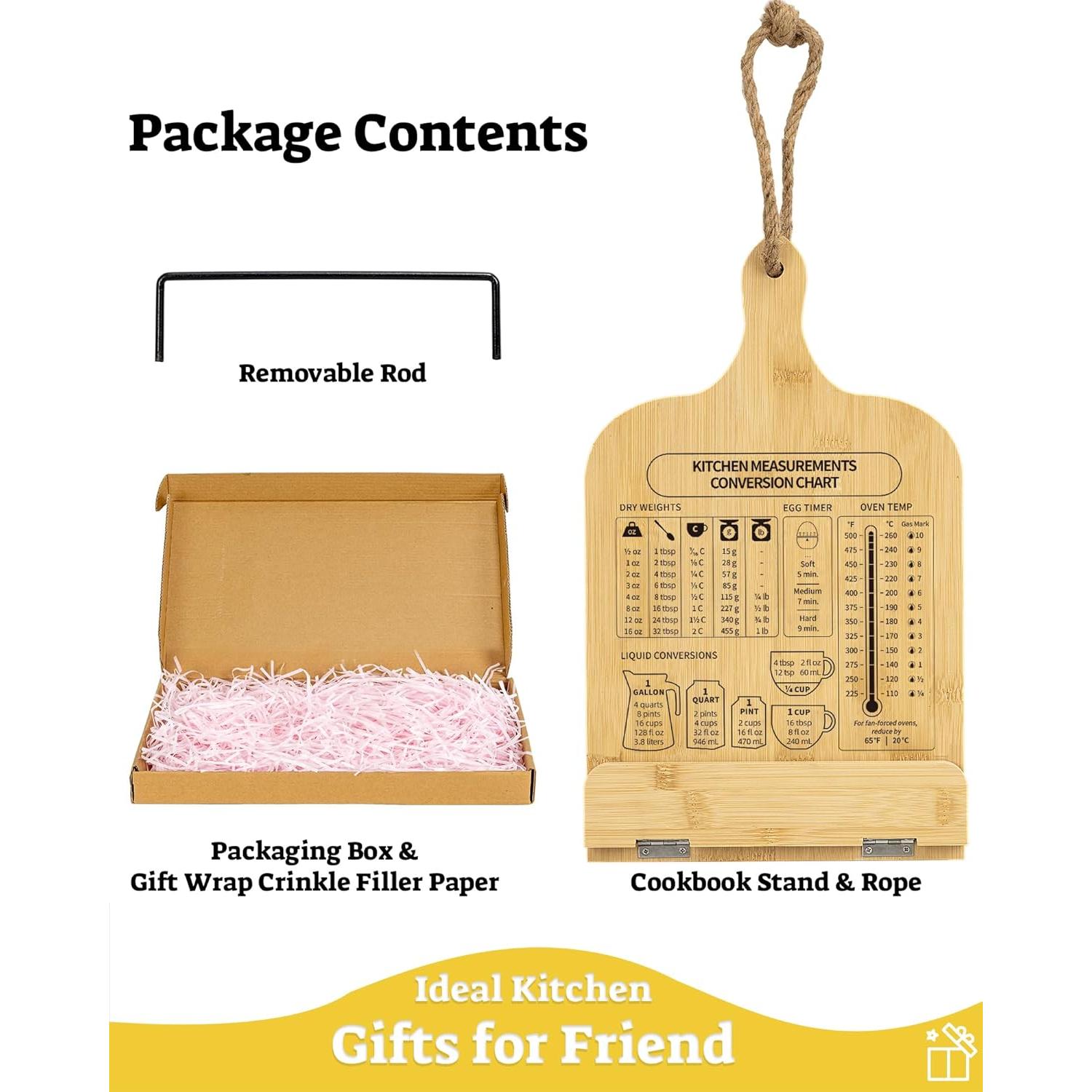 Soporte para Recetarios de Bambú Ikedas con Tabla de Conversión