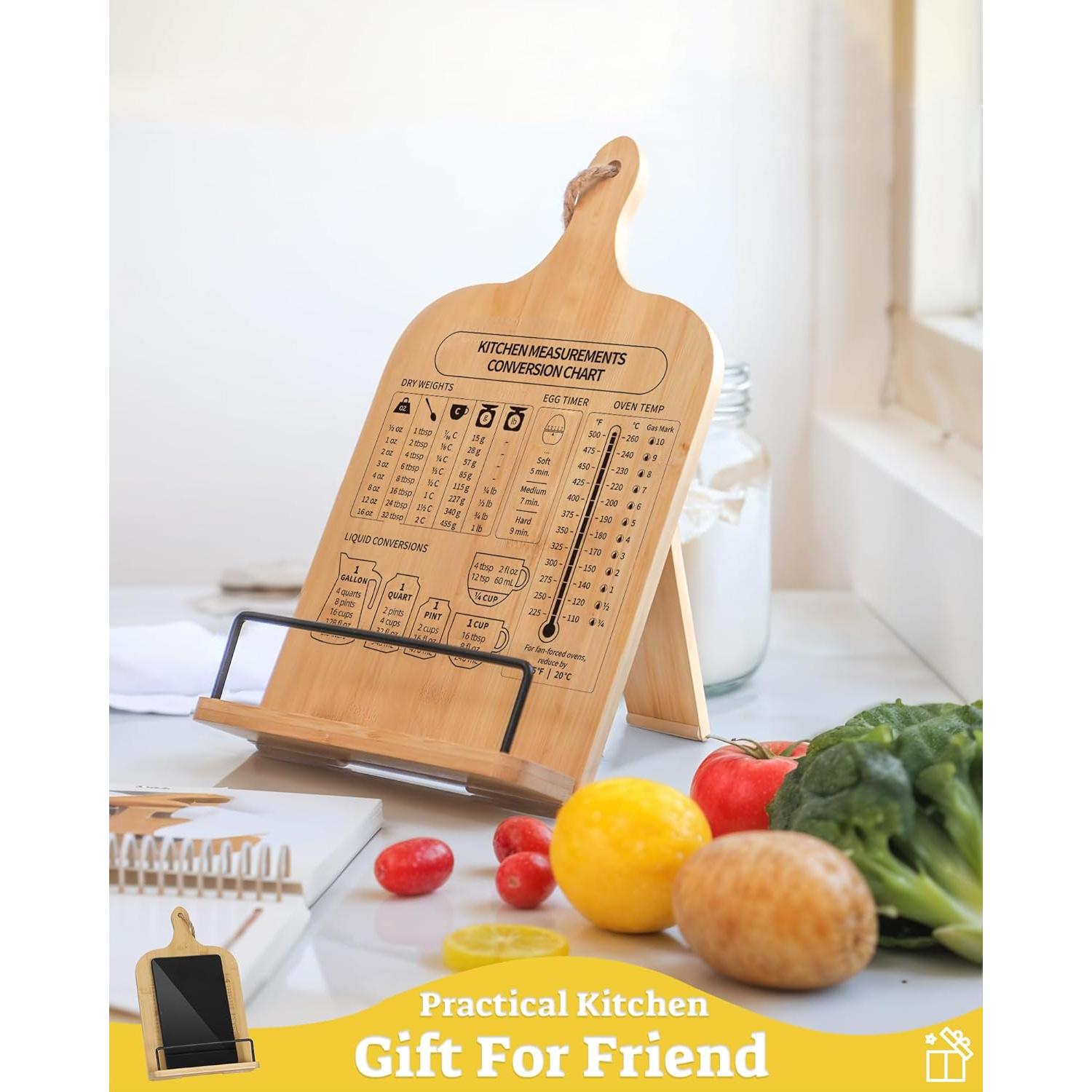 Soporte para Recetarios de Bambú Ikedas con Tabla de Conversión