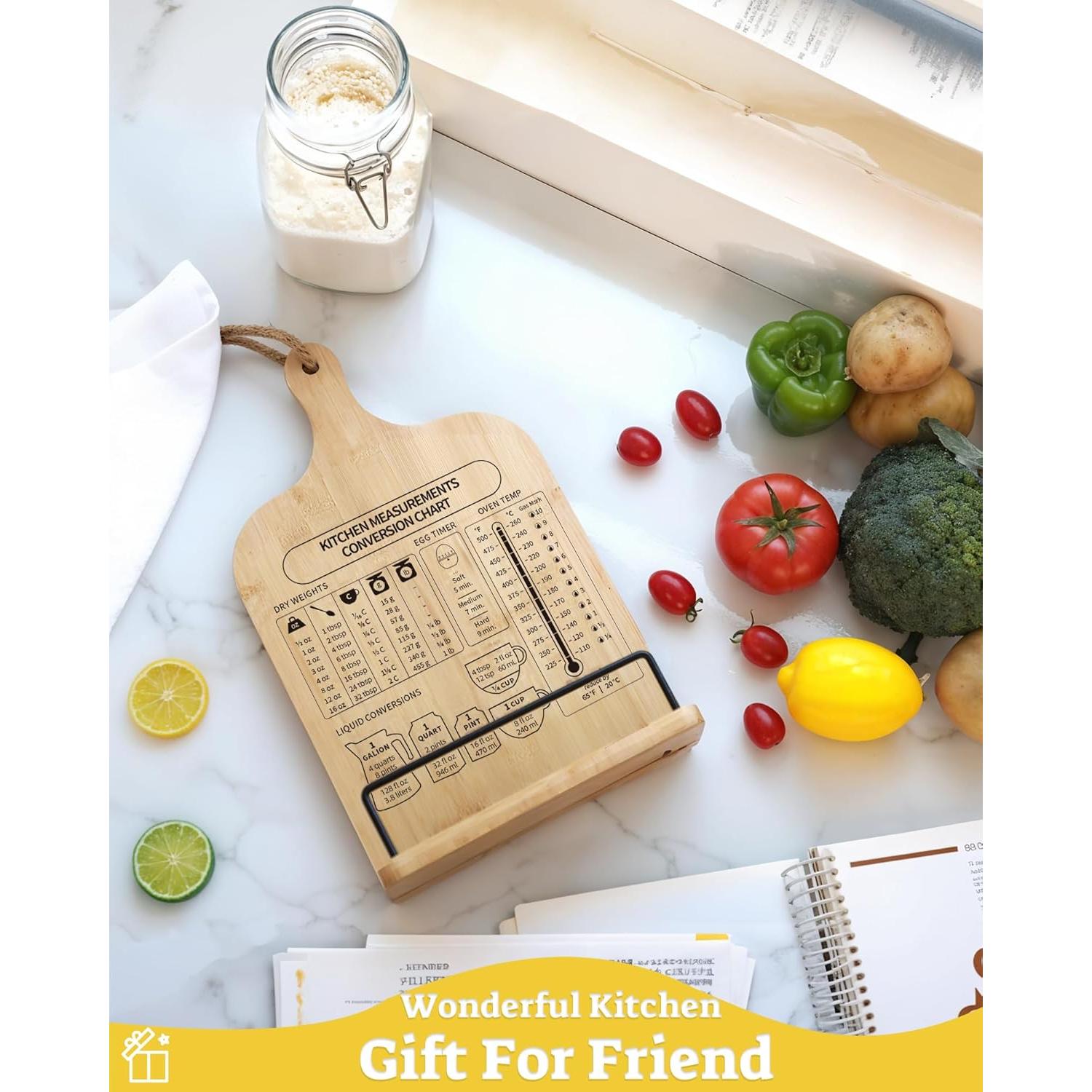 Soporte para Recetarios de Bambú Ikedas con Tabla de Conversión