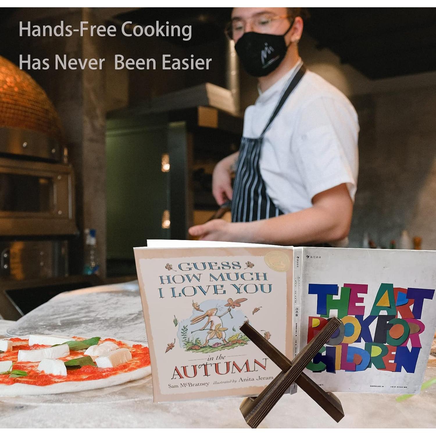 Soporte de Recetario de Madera Azheeuiy - Manos Libres, Marrón