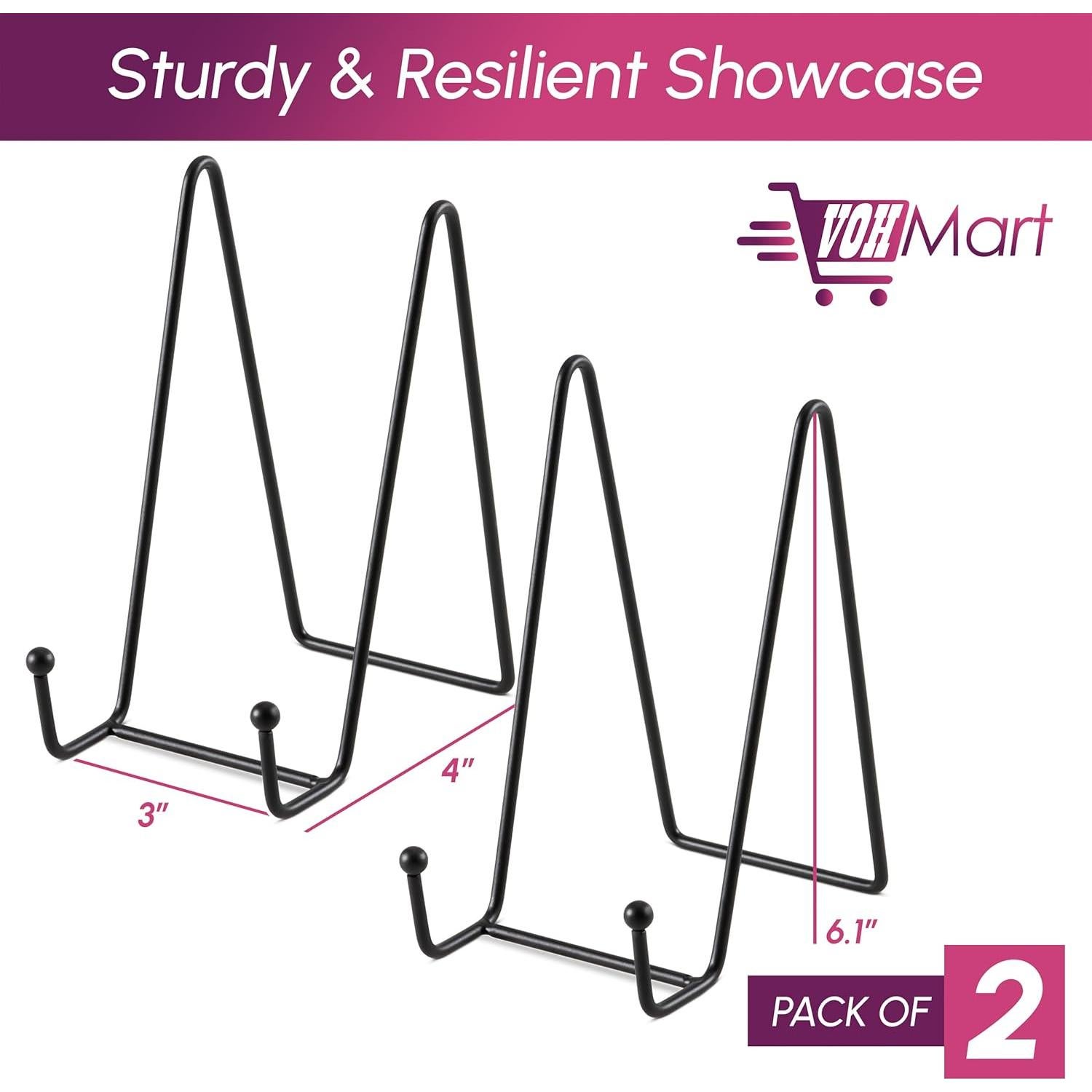 Soportes para Platos VOHMART - Paquete de 2, 15 cm, Metal Negro
