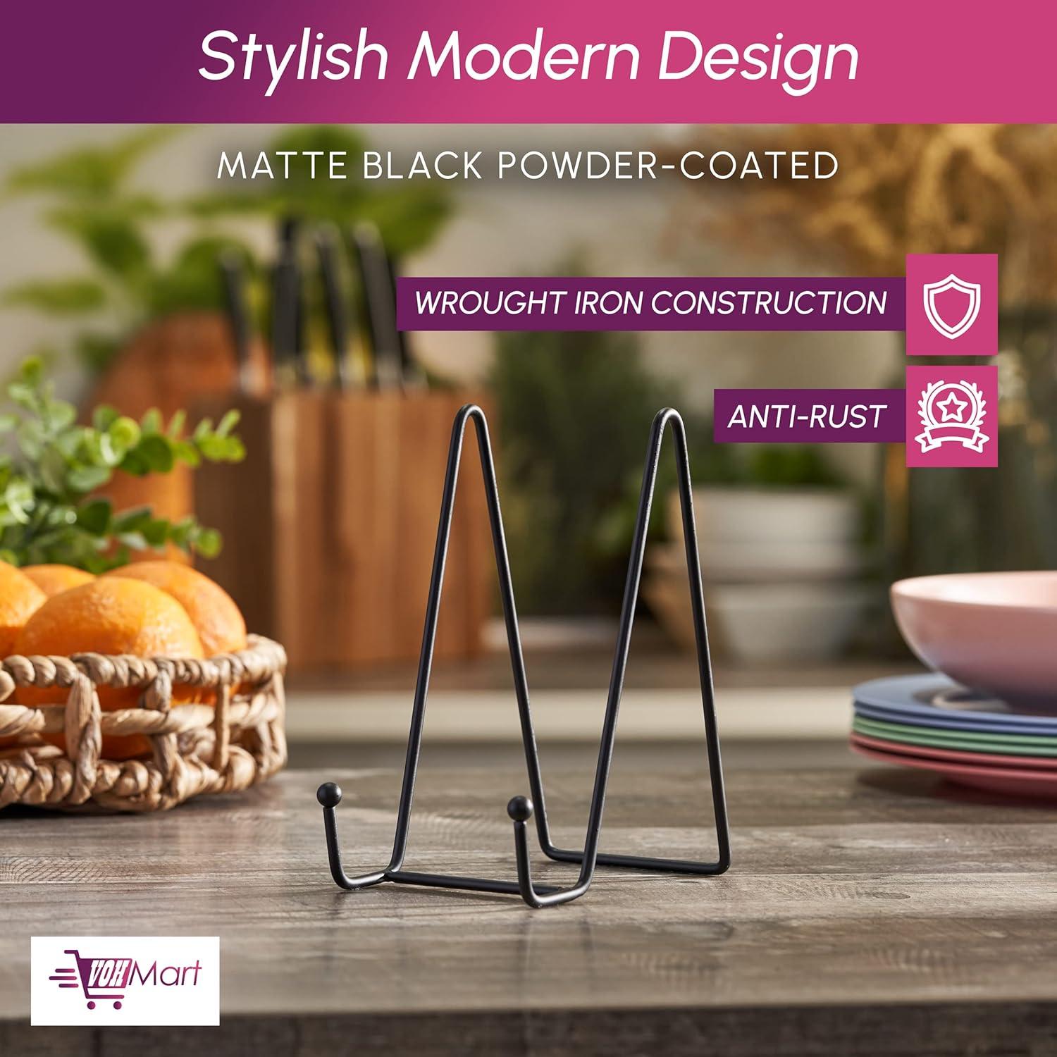 Soportes para Platos VOHMART - Paquete de 2, 15 cm, Metal Negro