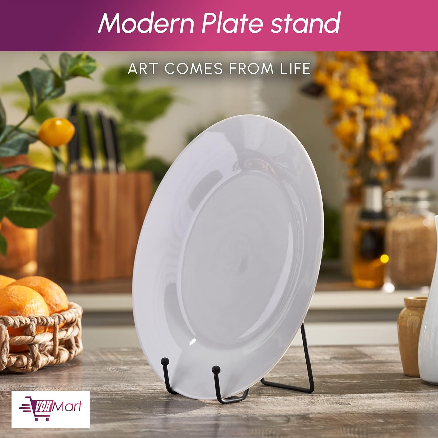 Soportes para Platos VOHMART - Paquete de 2, 15 cm, Metal Negro