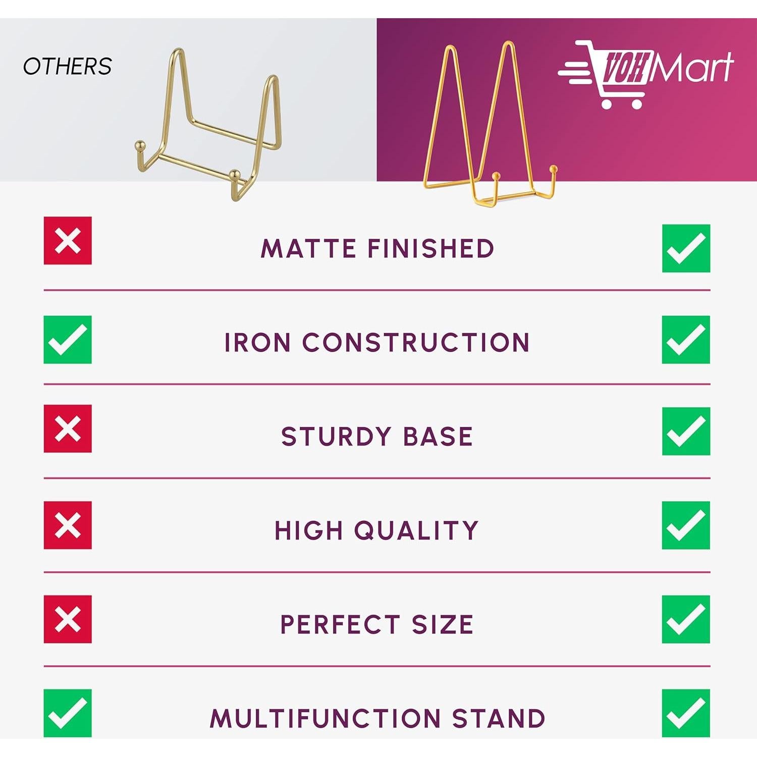 Soportes para Platos VOHMART - Paquete de 2, 15 cm, Metal Negro