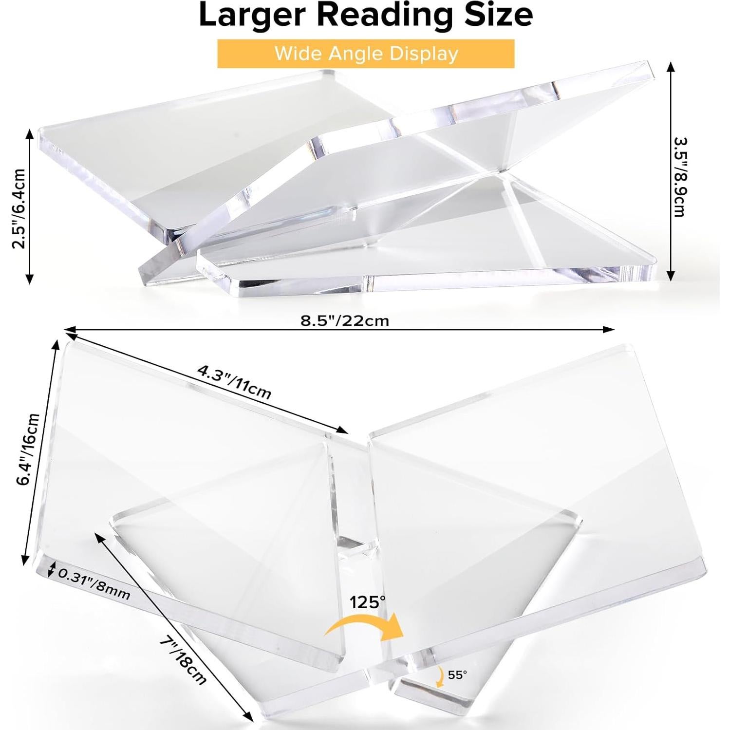 Soporte de Libro Acrílico UikJOY Transparente Mediano 22cm x 16cm