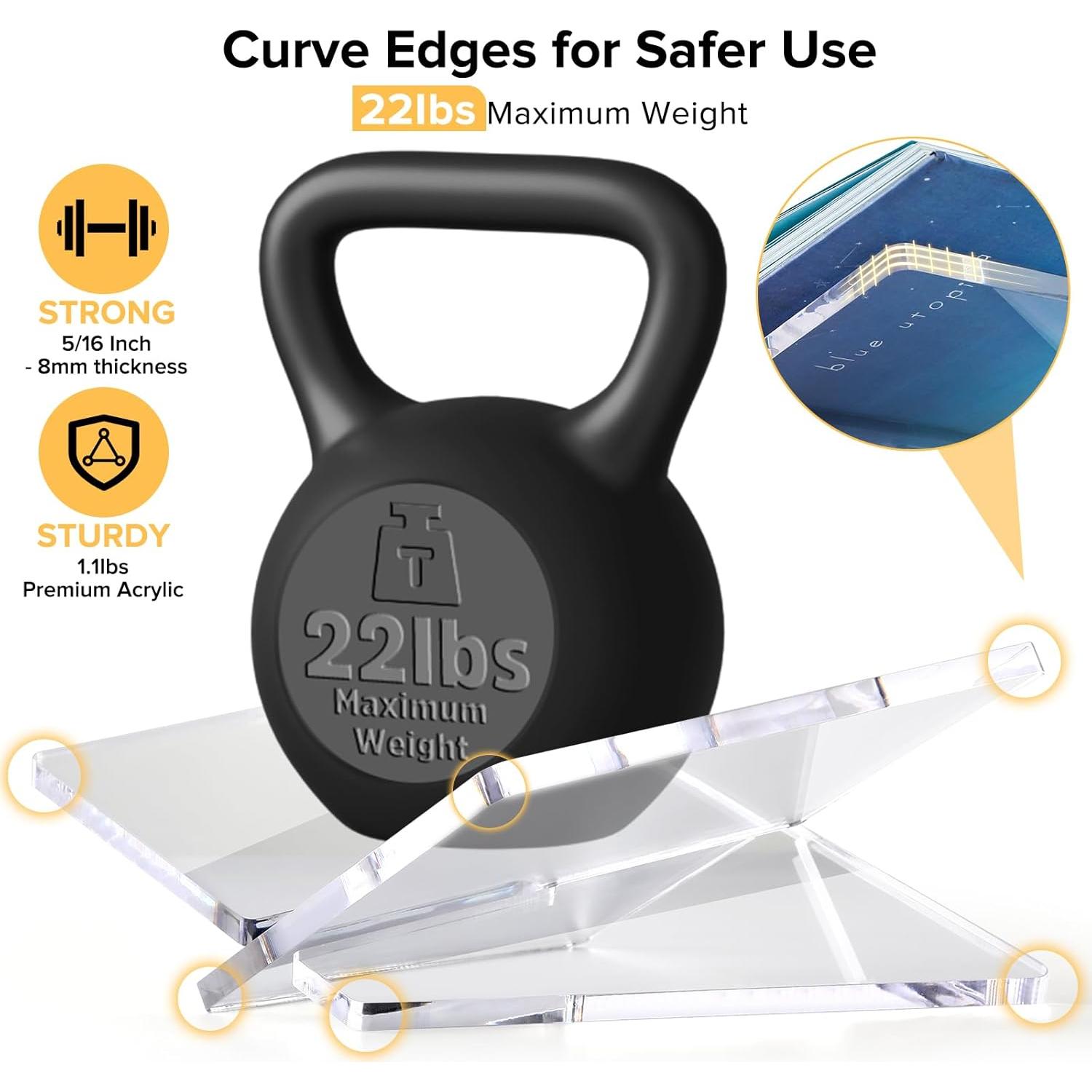 Soporte de Libro Acrílico UikJOY Transparente Mediano 22cm x 16cm