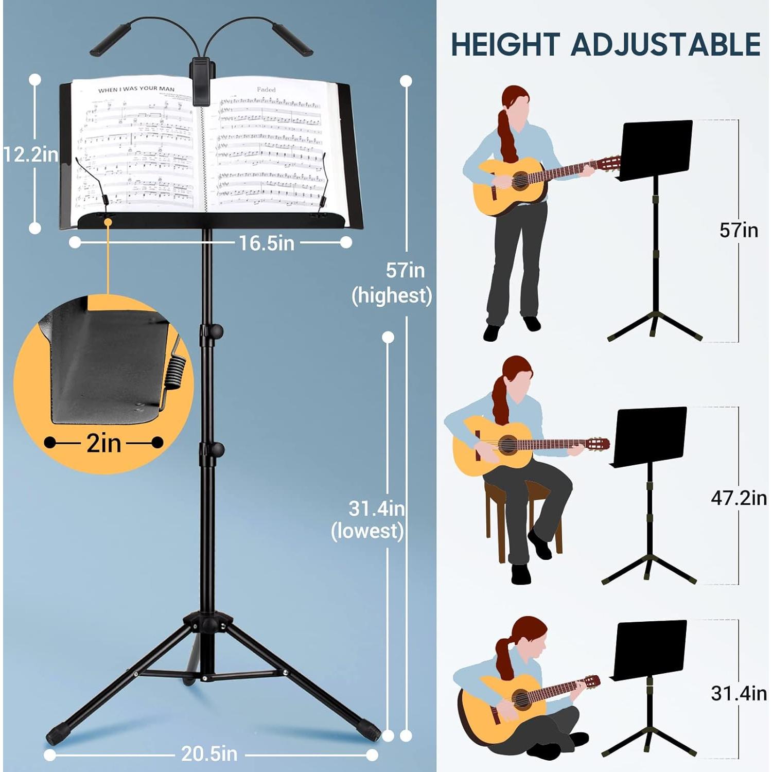 Soporte de Partituras CAHAYA 6 en 1 con Luz y Accesorios