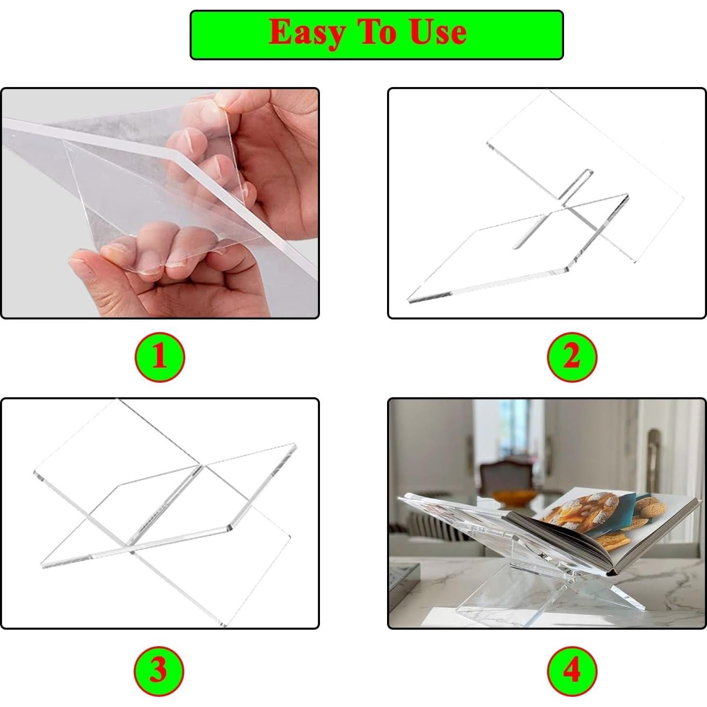 Soporte de Libro Acrílico Amlits Grande para Cocina y Lectura