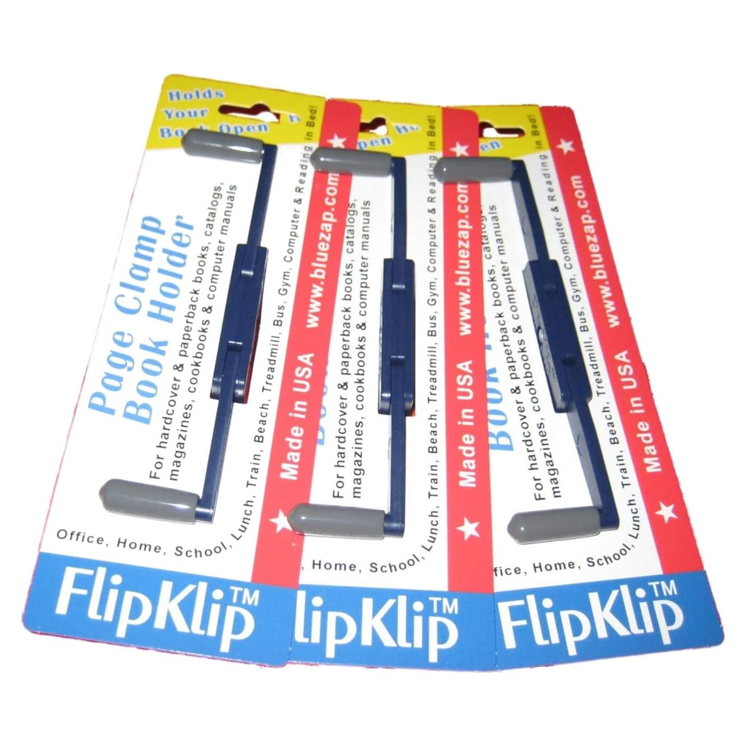 Soporte de Libro Portátil FlipKlip Azul - Paquete de 3 Unidades