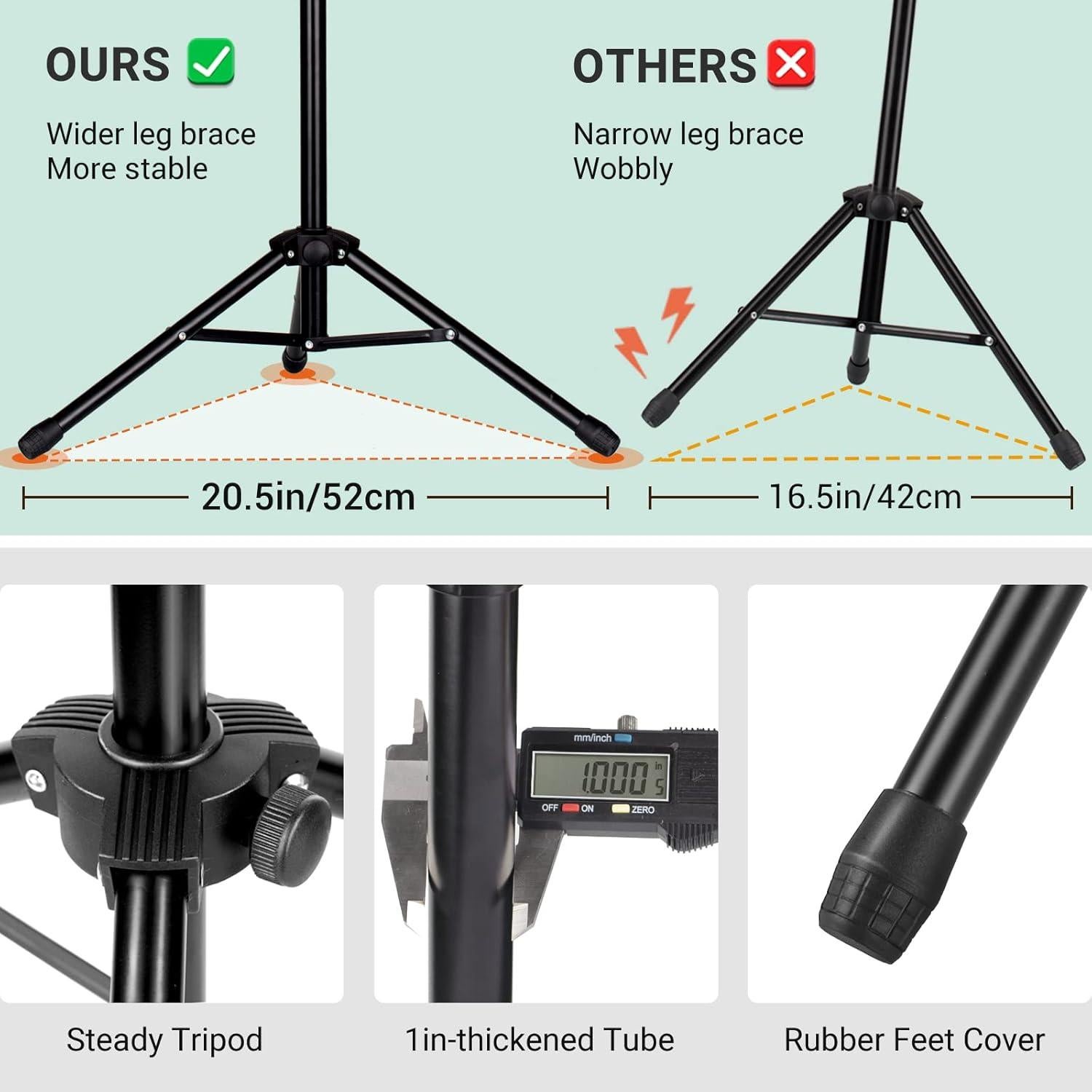 CAHAYA Music Stand for Sheet Music: Dual-use Sheet Music Stand Floor Music Book Stand Portable Height Adjustable from 31.4-57in with Tabletop Support, Carrying Bag, and Clip Unique Quaver Design