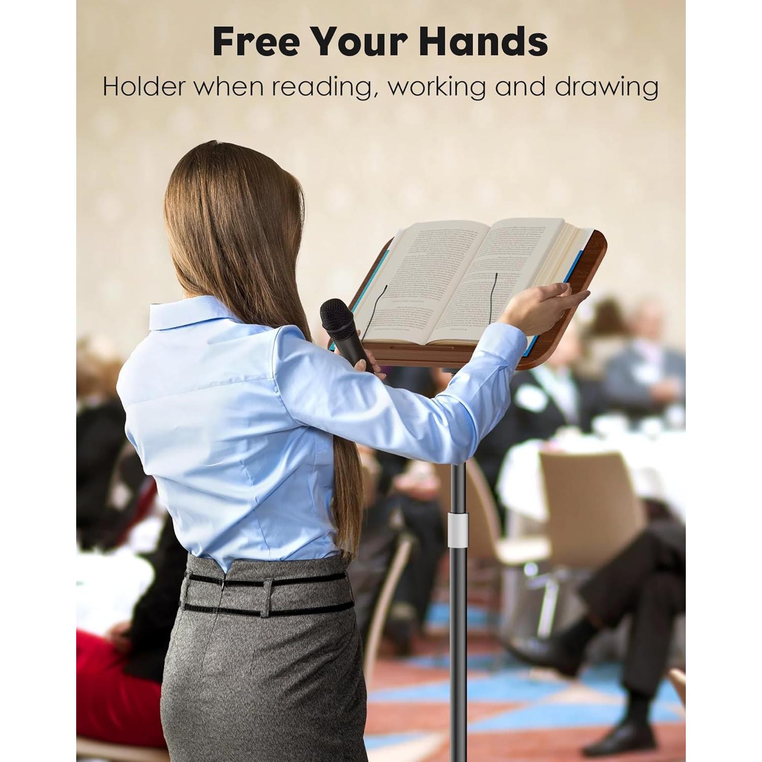 Soporte de Libro Ajustable 2 en 1 aboutool Marrón 33-63cm