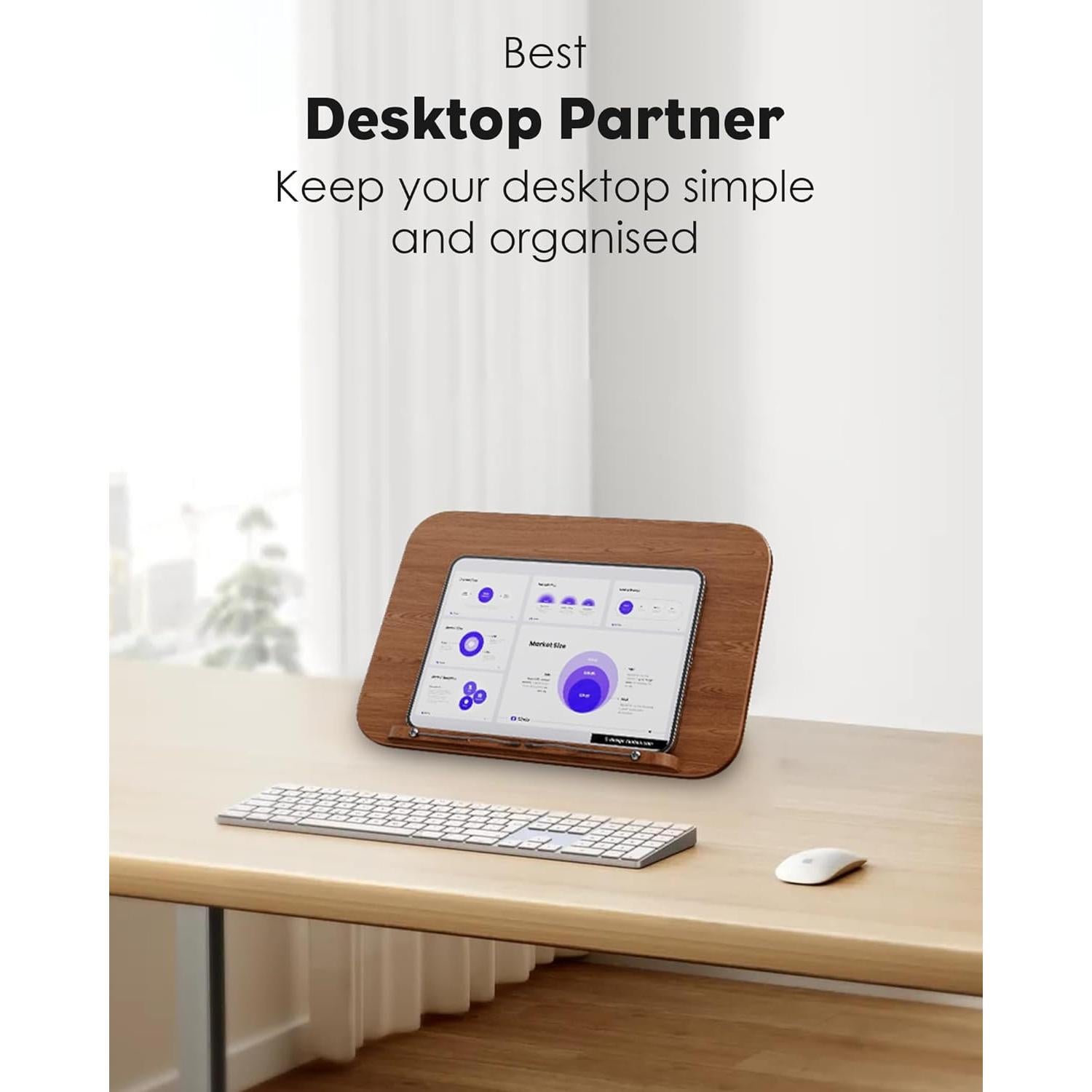 Soporte de Libro Ajustable 2 en 1 aboutool Marrón 33-63cm