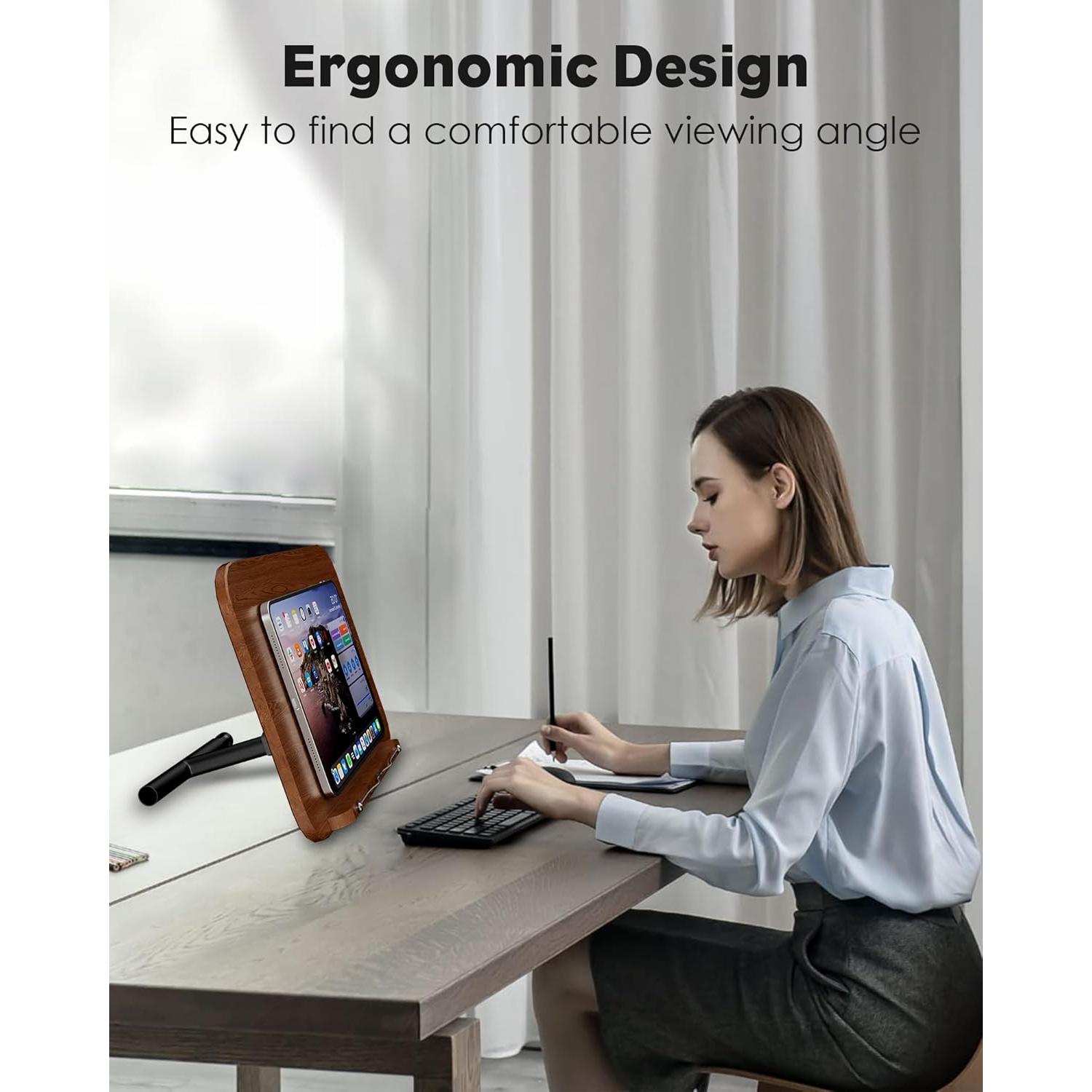 Soporte de Libro Ajustable 2 en 1 aboutool Marrón 33-63cm