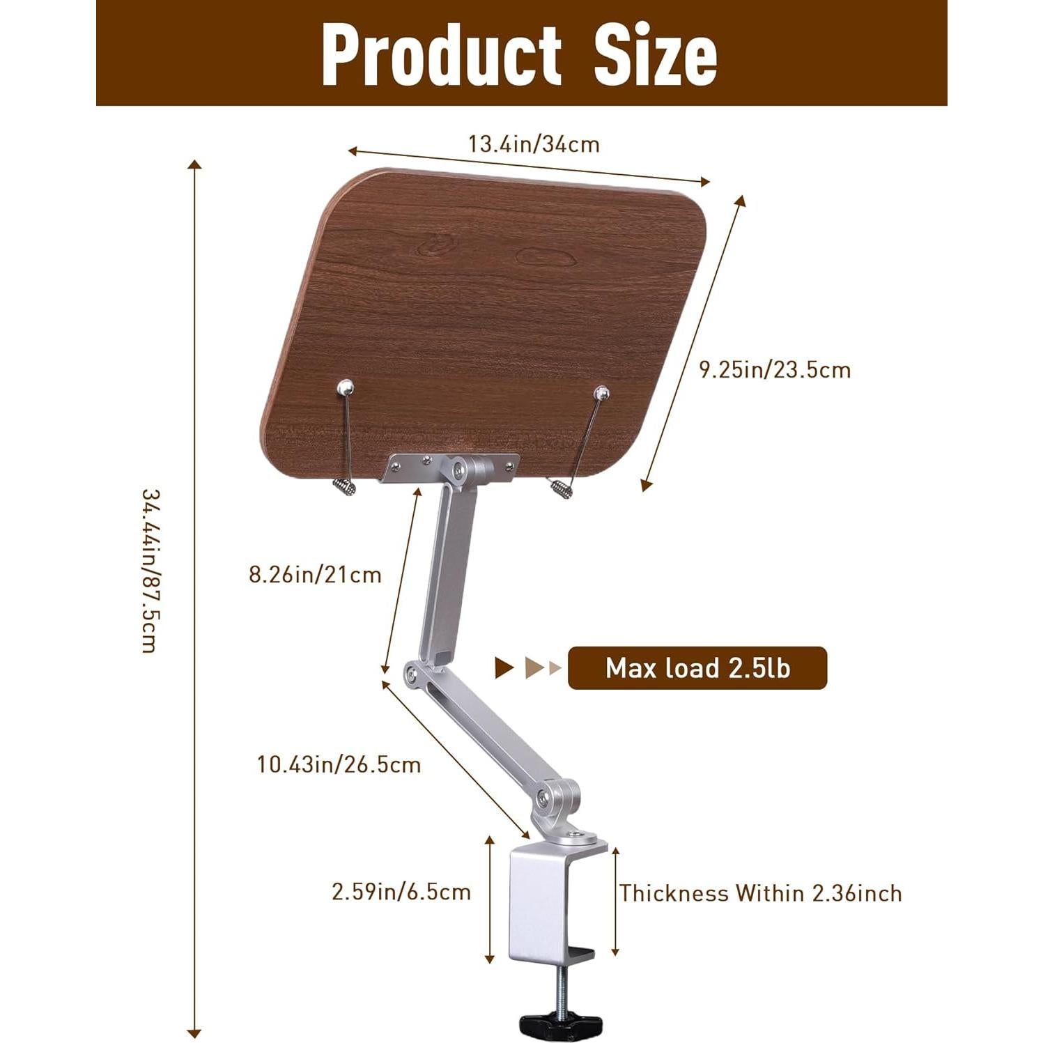 Soporte de Libro Ajustable ASIEIT de Madera y Aluminio