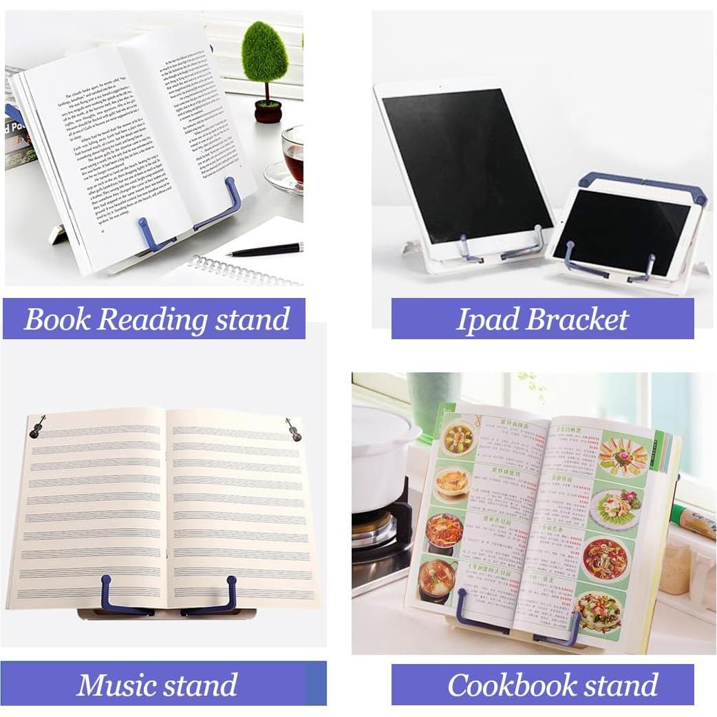 Soporte de Libro Ajustable Lemical Plegable Blanco 21x16cm